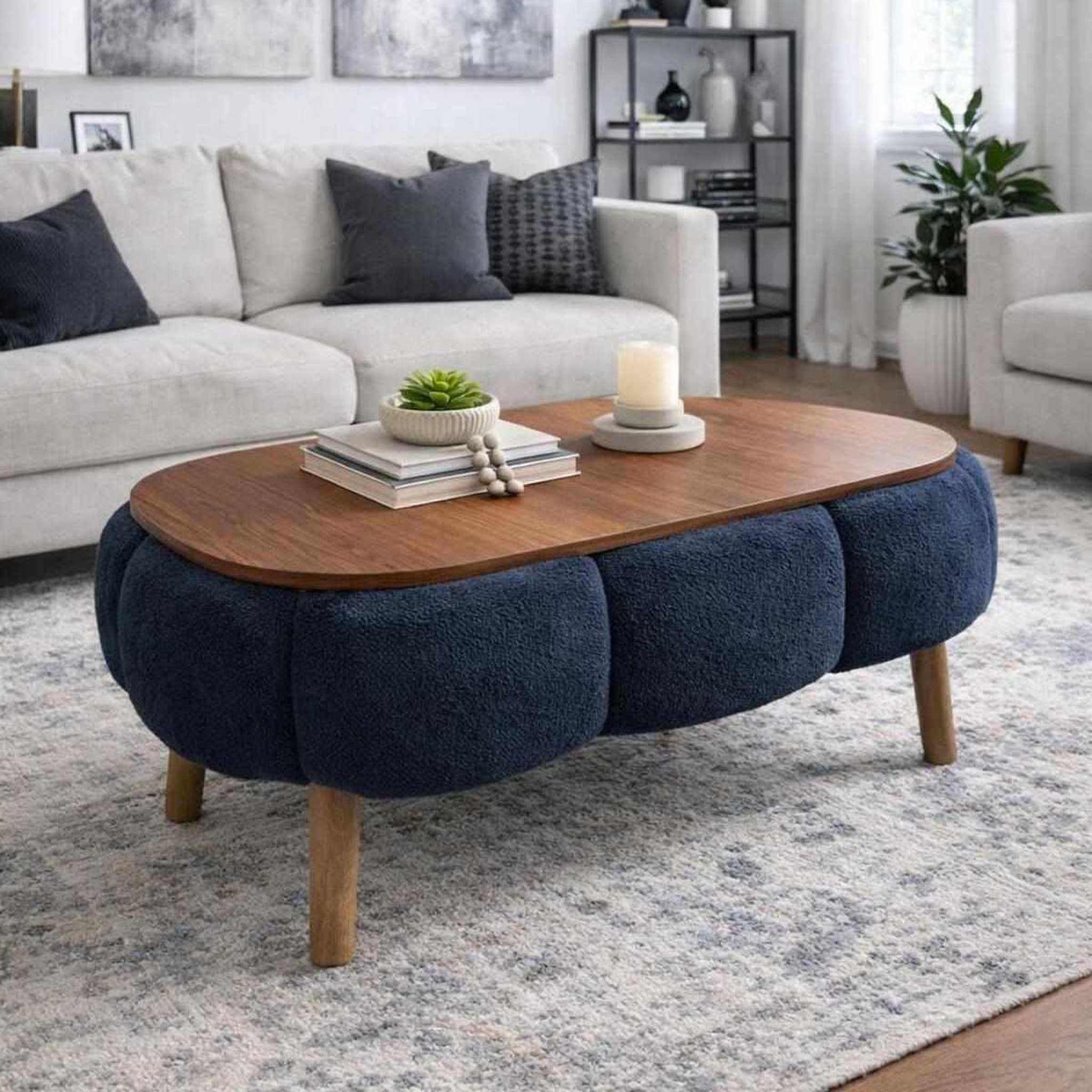 Habitat et Jardin Table basse en bois  Papatya  - 98 x 68 x 45 cm - Gris anthracite