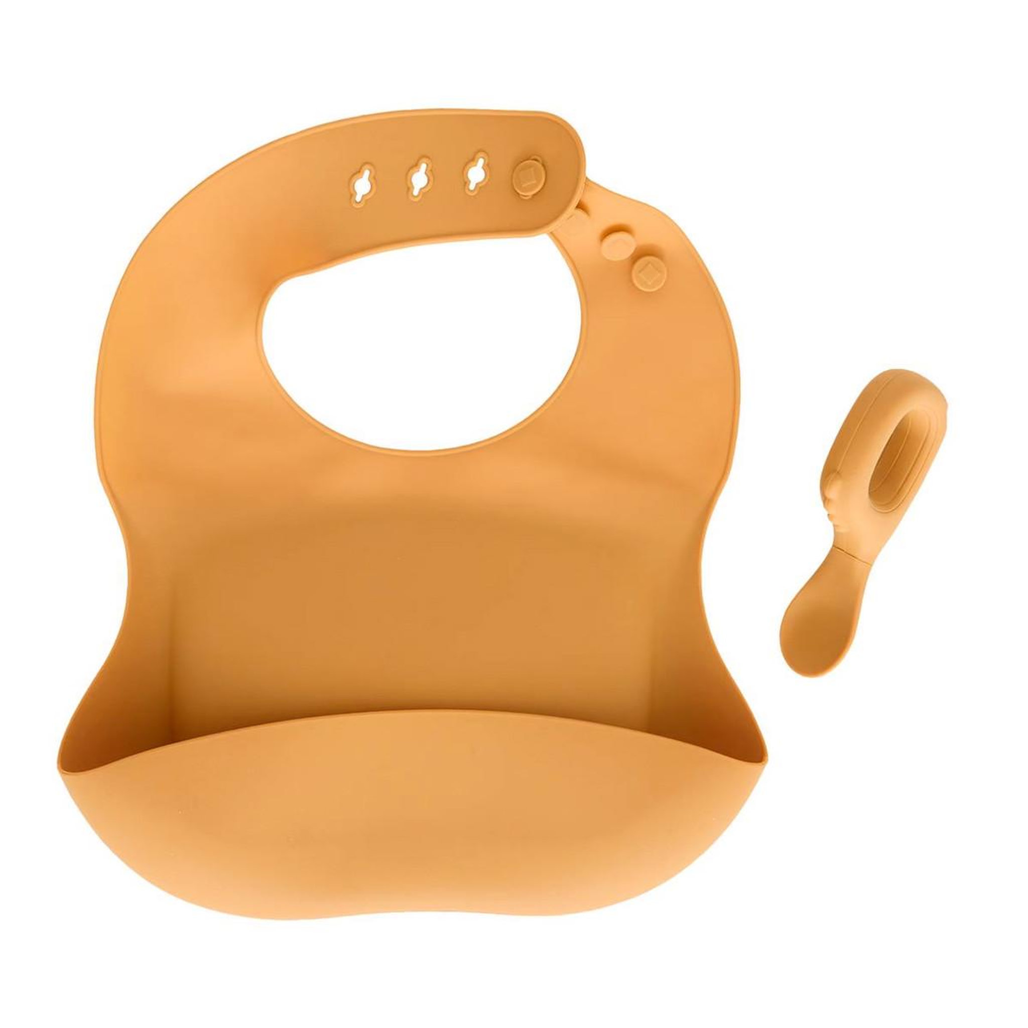 Atmosphera Kids Set bavoir & cuillère en silicone  yum  26cm ocre