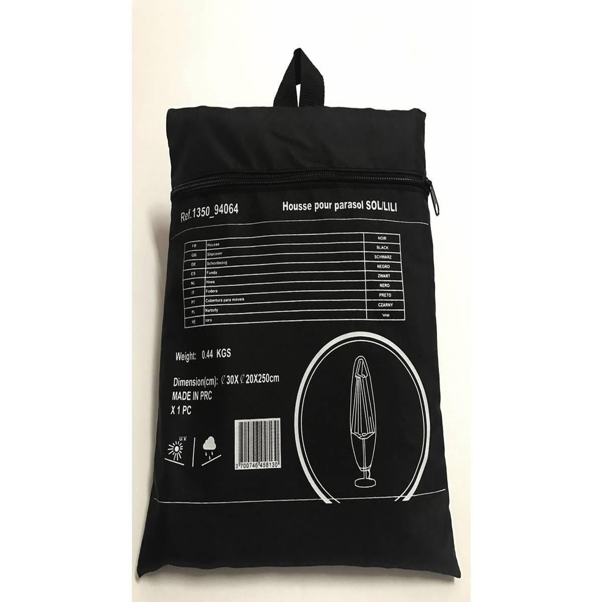 Voir la diapositive 3 : Habitat et Jardin Housse de protection pour parasol - 20 x 250 cm - Noir