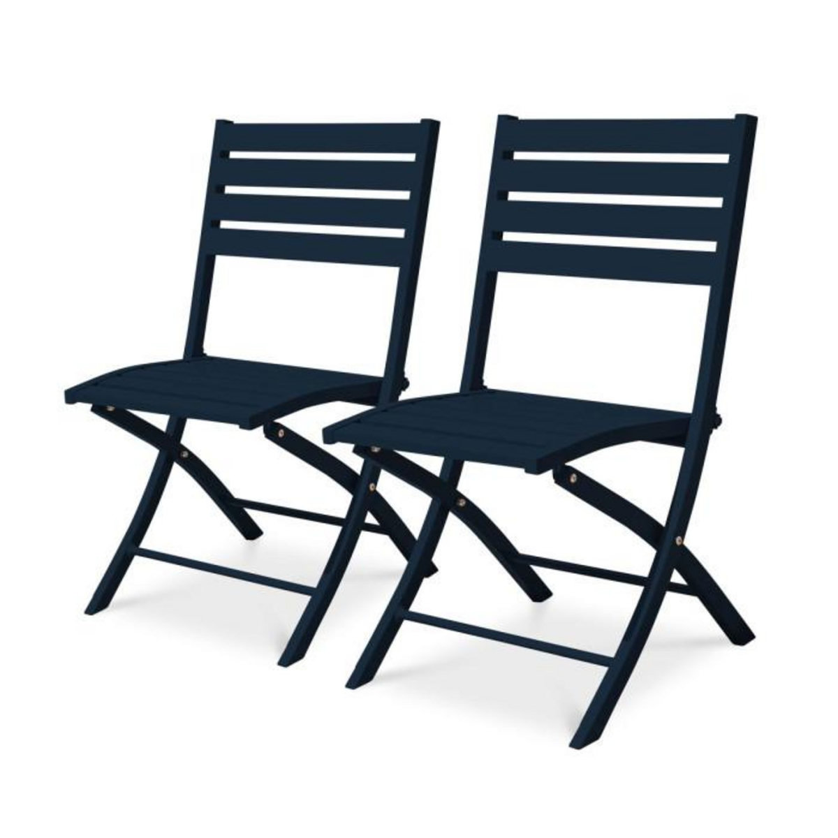 Paris Prix Lot de 2 Chaises de Jardin Pliantes  Marius  82cm Bleu Marine
