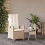 Voir la diapositive 3 : VIDAXL Chaise inclinable de jardin avec coussins beige resine tressee