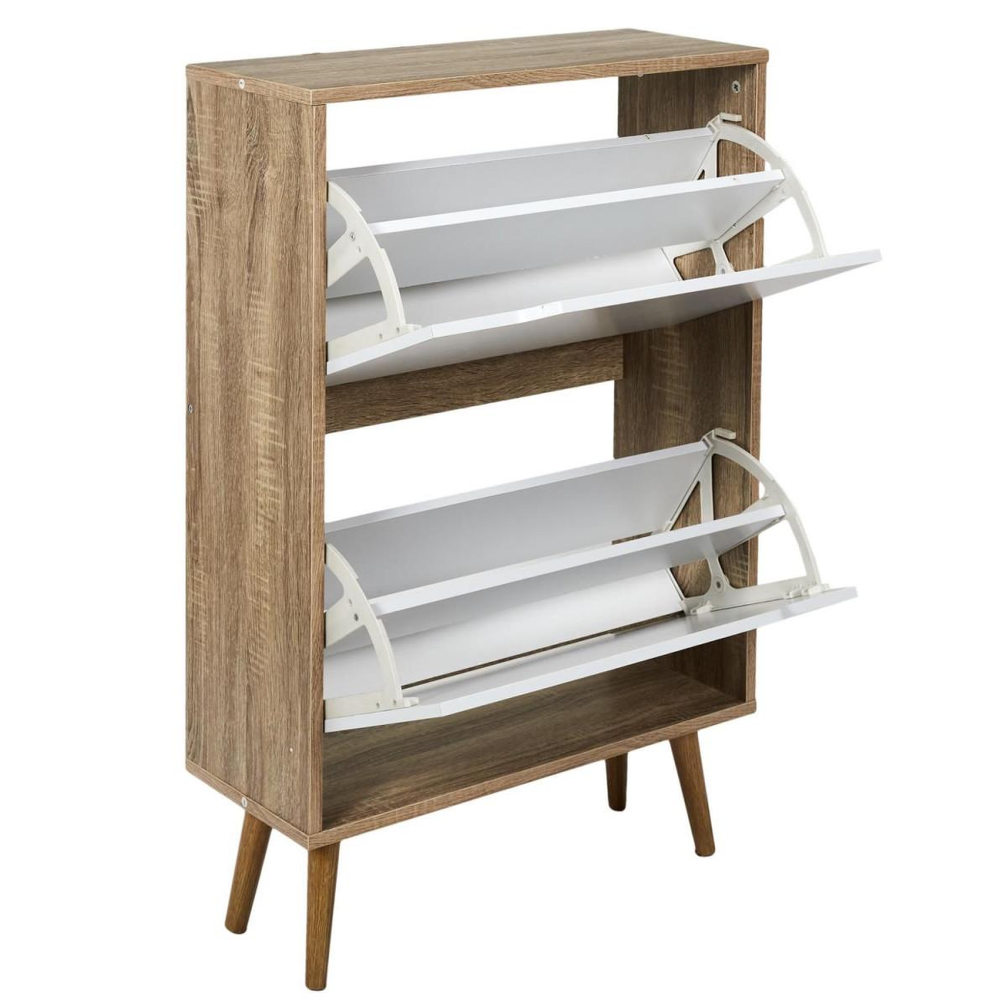 Voir la diapositive 4 : The Home Deco Factory Meuble à chaussures  2 portes  91cm blanc & naturel