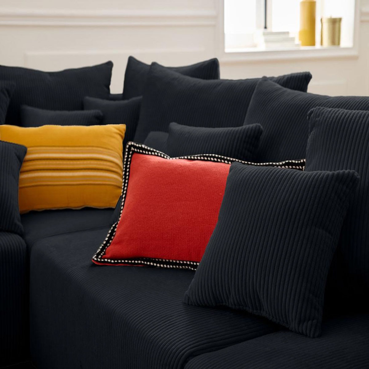 LISA DESIGN Edinburg - canapé modulable panoramique 8 places - en velours côtelé