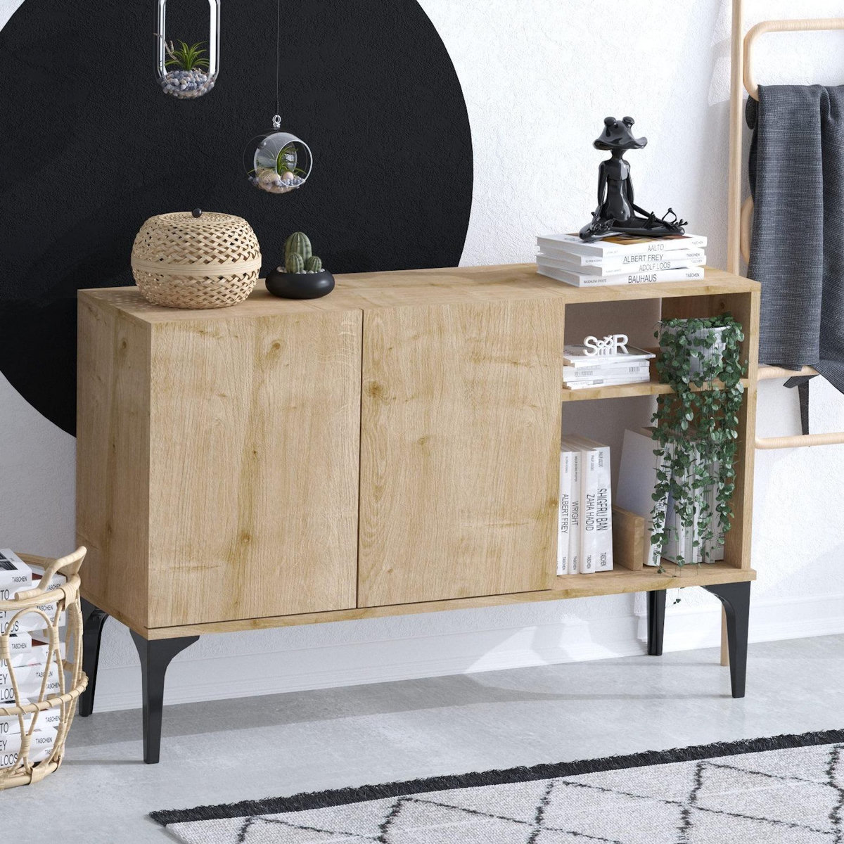 Habitat et Jardin Buffet en bois  Oscar  - 120 x 40 x 80 cm - Chêne Saphir Noir