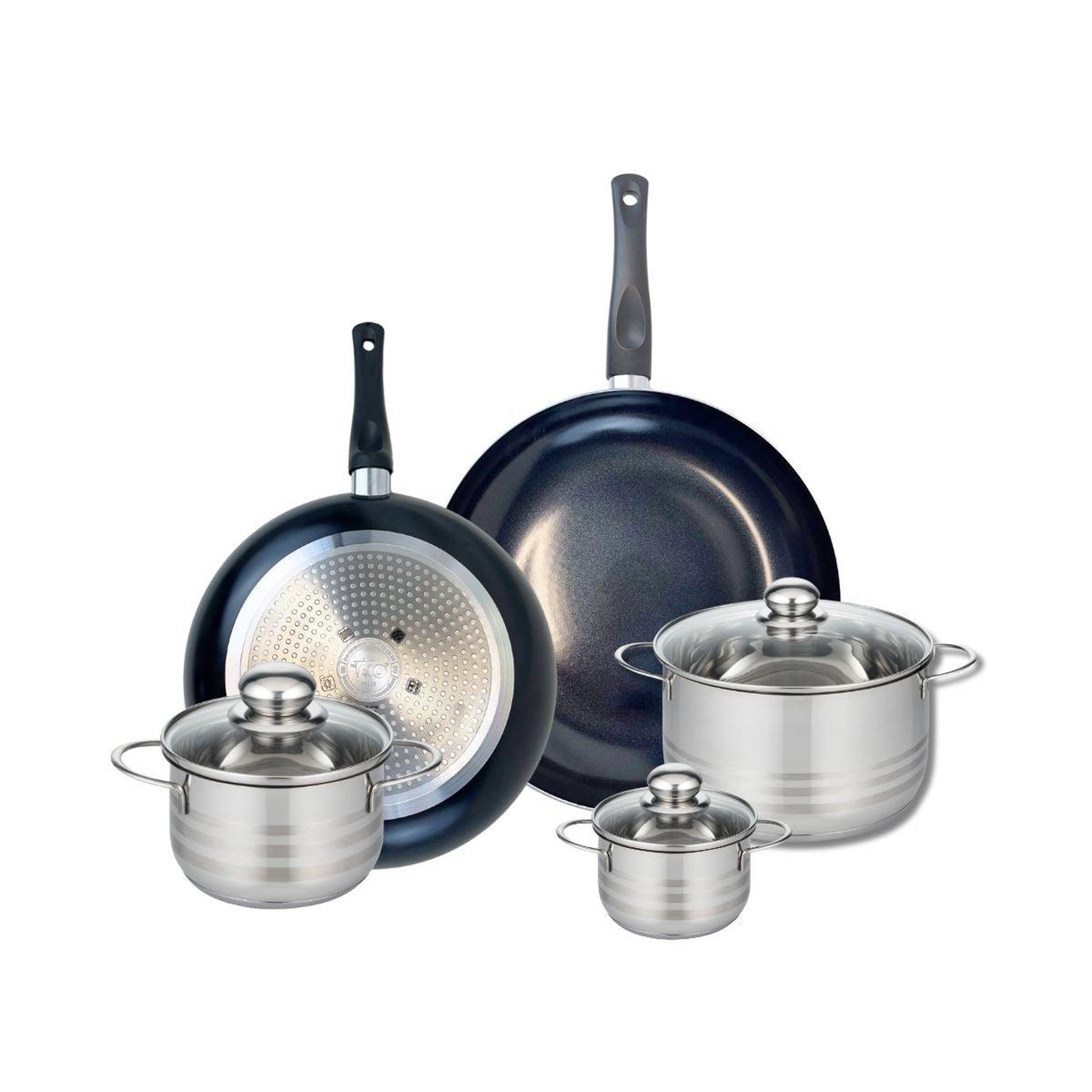 ELO Ensemble de 2 poêles de cuisson 28 et 32 cm et 3 faitouts 12, 16 et 20 cm elo prima brillant