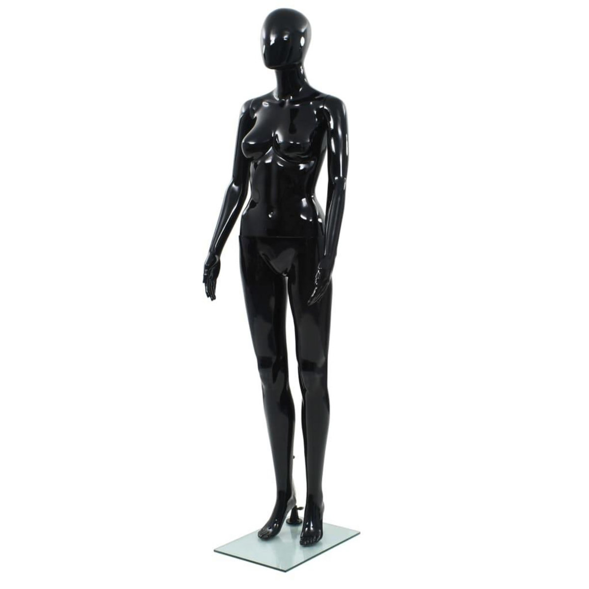 VIDAXL Mannequin femme corps complet base verre Noir brillant 175 cm