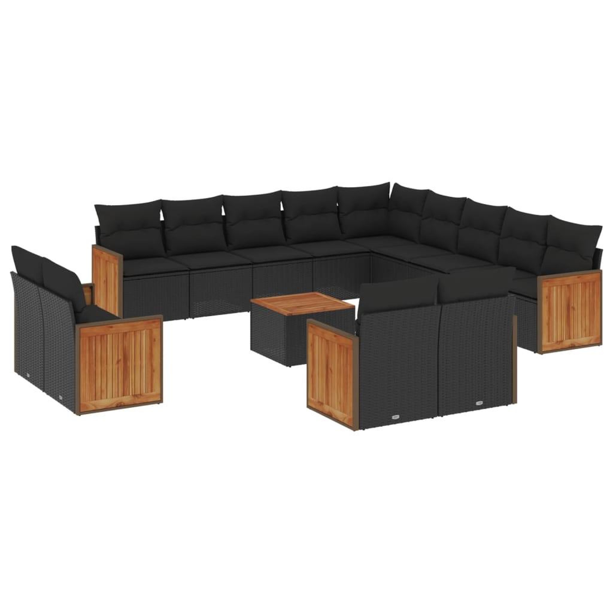 Voir la diapositive 2 : VIDAXL Salon de jardin avec coussins 14 pcs noir resine tressee