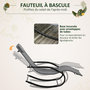Voir la diapositive 3 : OUTSUNNY Chaise longue à bascule rocking chair design acier époxy noir textilène gris