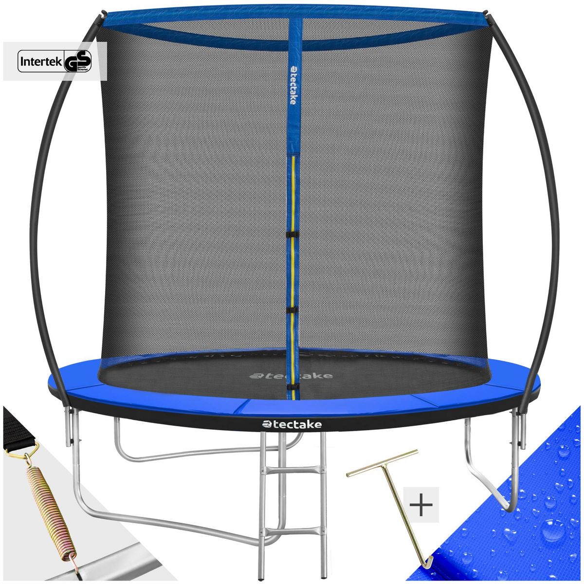 tectake Trampoline Ø 244 cm certifié GS noir/bleu