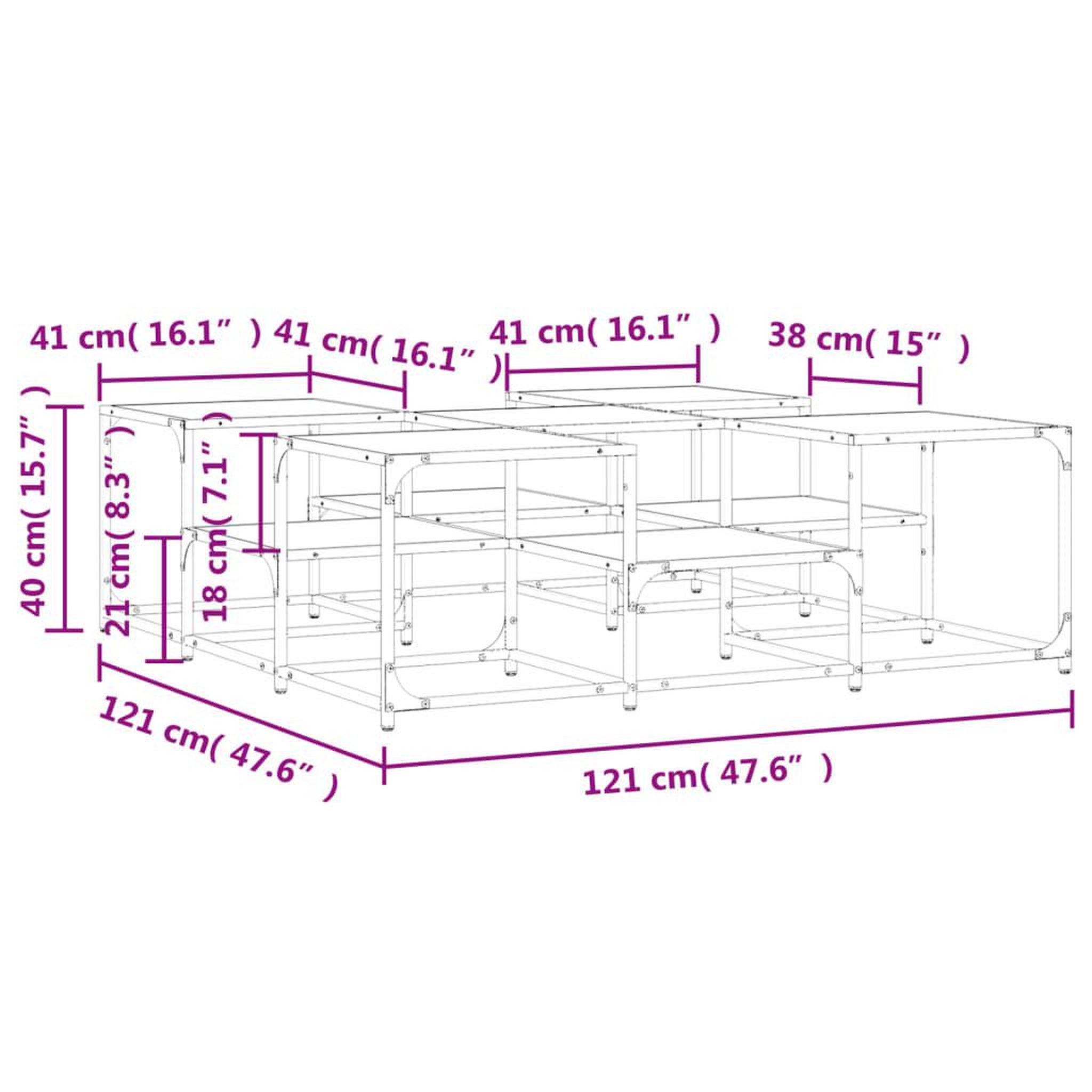Voir la diapositive 6 : VIDAXL Table basse chene fume 121x121x40 cm bois d'ingenierie
