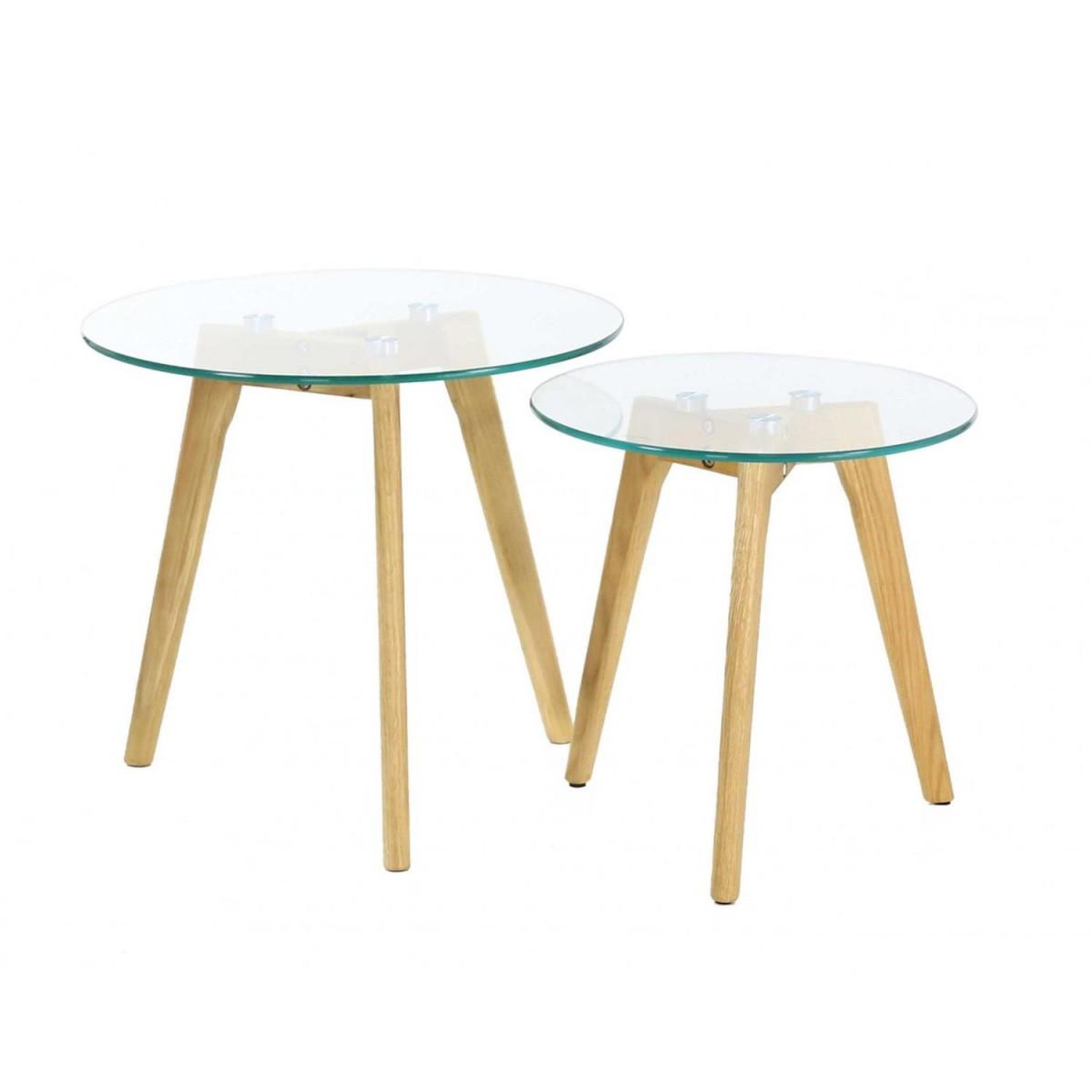 The Home Deco Factory Lot de 2 Tables Gigognes  Trempé  50cm Transparent