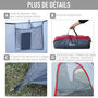 Voir la diapositive 6 : OUTSUNNY Tente de camping familiale 5-6 pers. - grande porte + 3 fenêtres - dim. 4,55L x 2,3l x 1,8H m fibre verre polyester oxford gris
