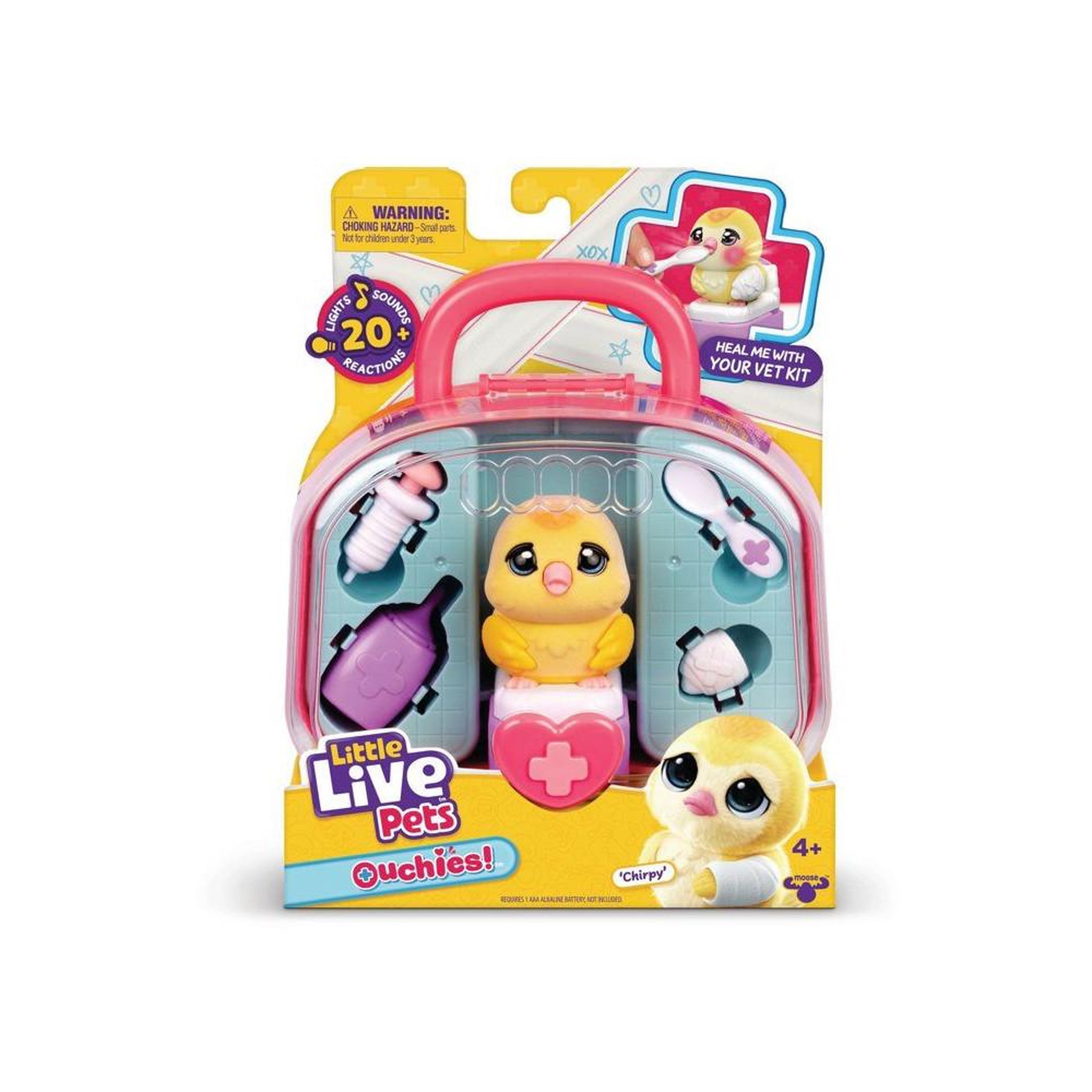 Voir la diapositive 4 : LITTLE LIVE PETS Coffret de jeu vétérinaire Little Live Pets Chirpy avec accessoires, 20+ sons et réactions, boîtier de transport