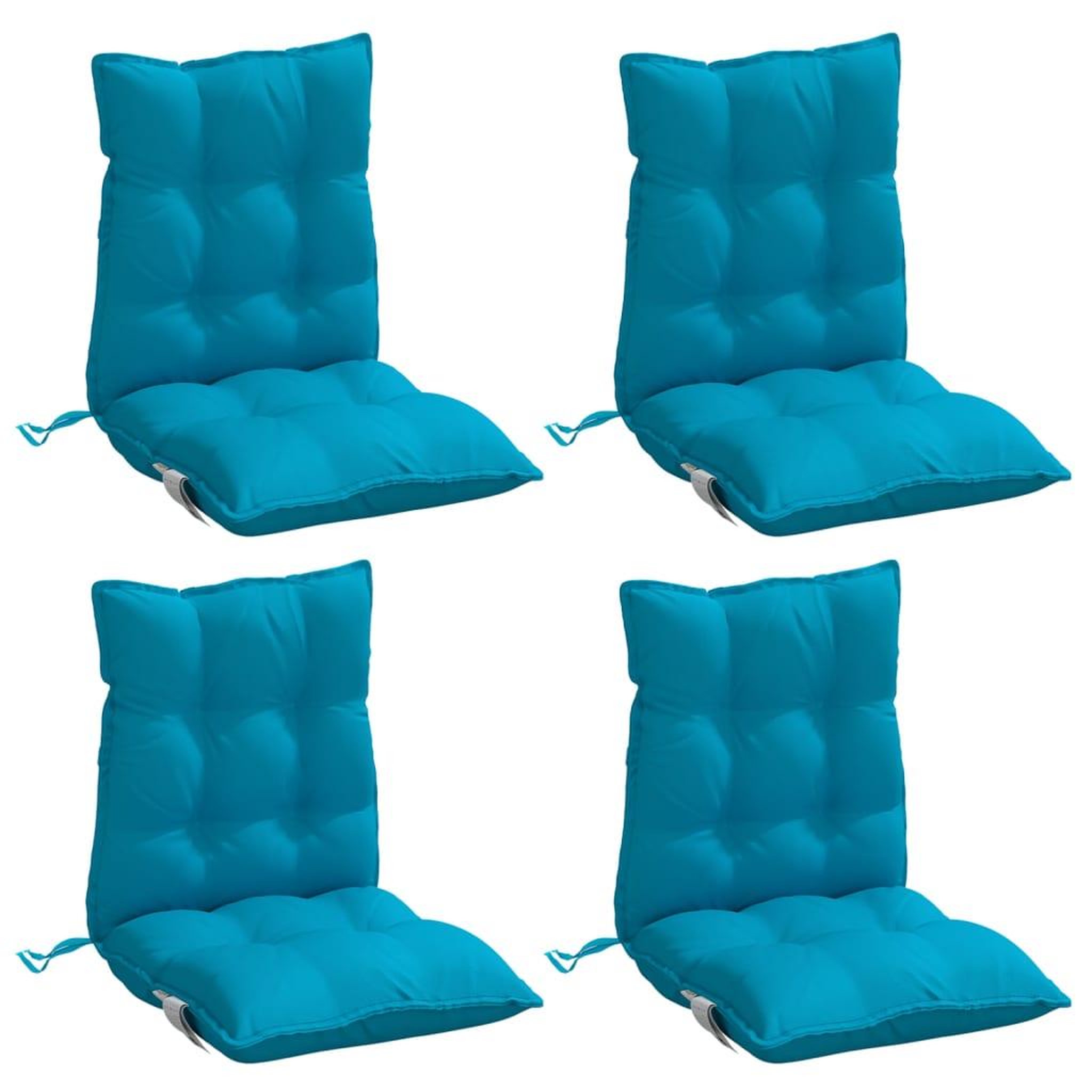 Voir la diapositive 3 : VIDAXL Coussins de chaise a dossier bas lot de 4 bleu clair