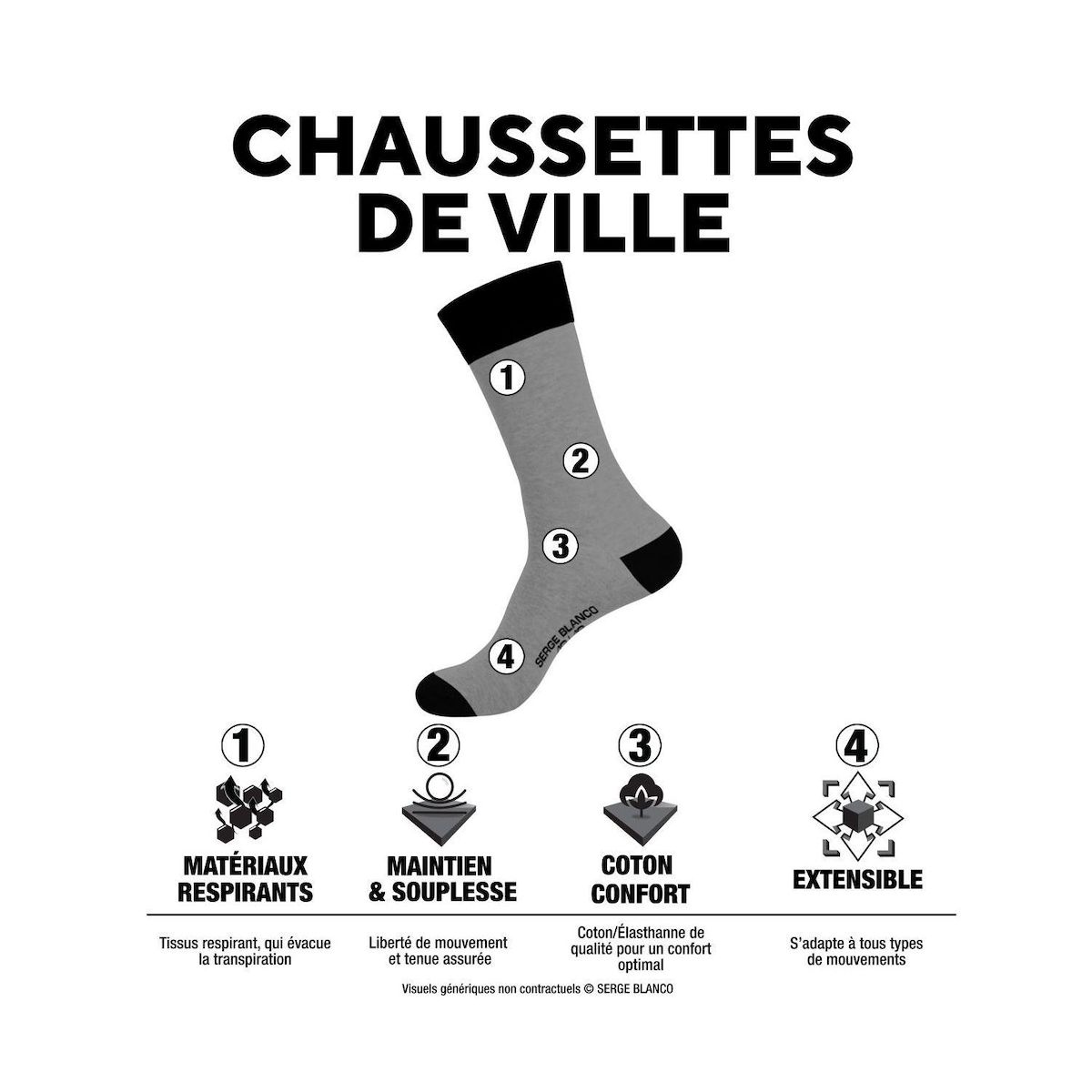 SERGE BLANCO Lot de 6 paires de chaussettes de ville Serge Blanco