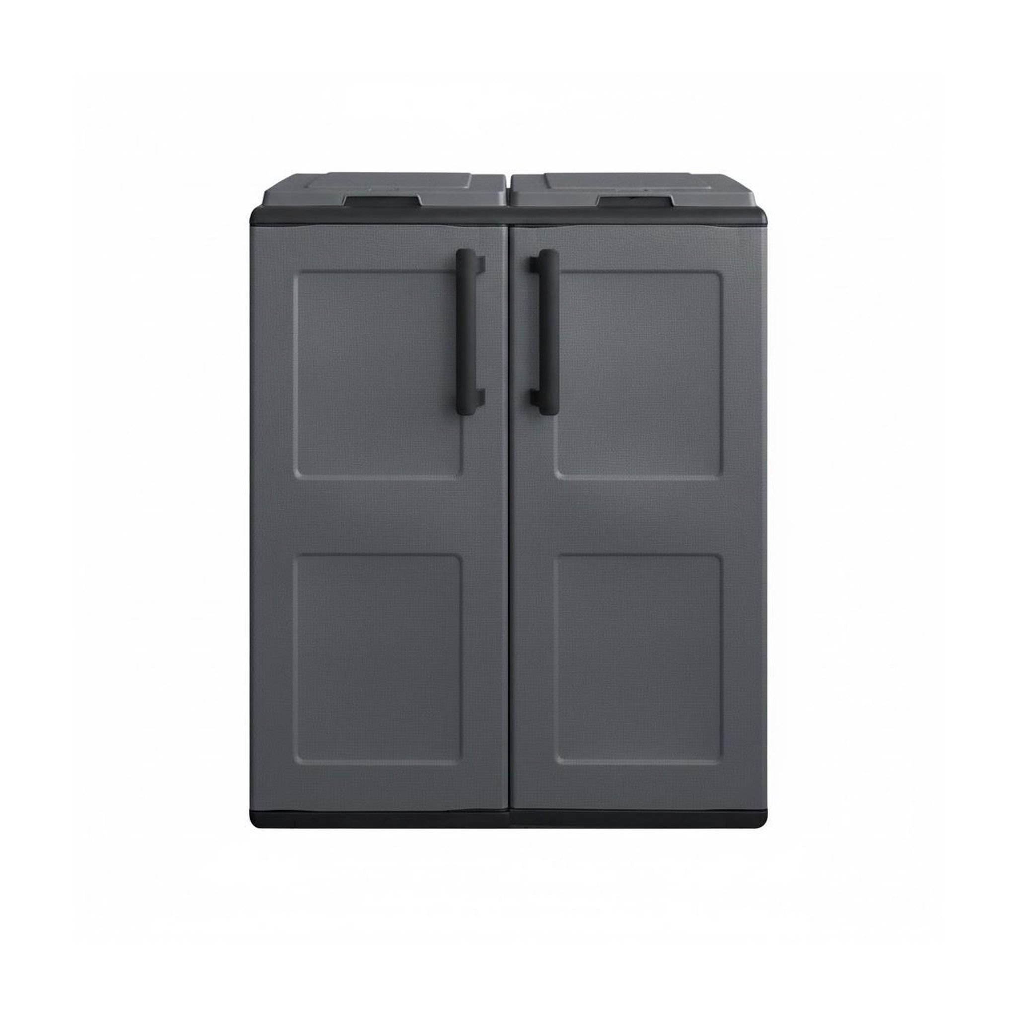 ART PLAST Cache Poubelles de tri Selectif 2 Sacs Meuble mi- hauteur Dim 68 x 37 x 84cm 2 Anneaux de support de sac 2 Portes Art Plast