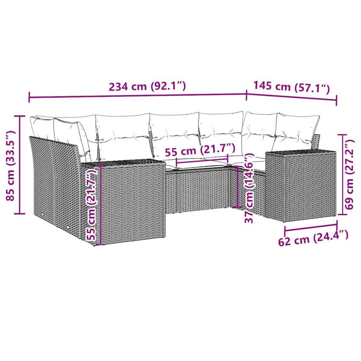 VIDAXL Salon de jardin 6 pcs avec coussins noir resine tressee