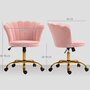 Voir la diapositive 3 : HOMCOM Chaise bureau velours design coquillage piètement acier doré rose poudré