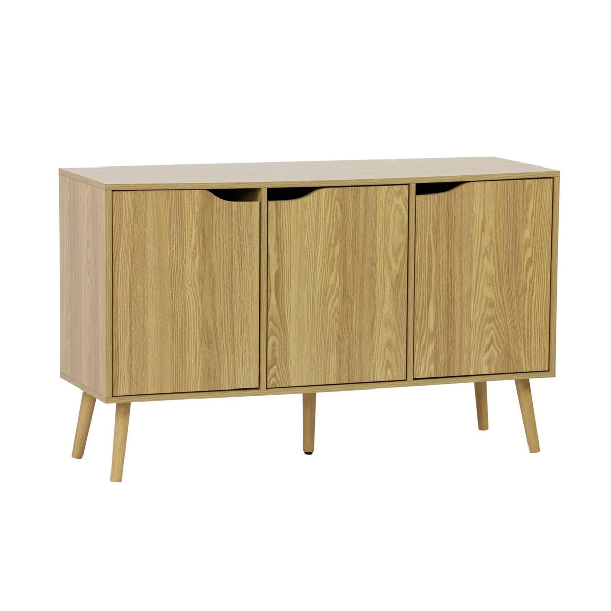 SWEEEK Buffet de rangement effet frêne 3 portes et 3 étagères. buffet bas. 120cm