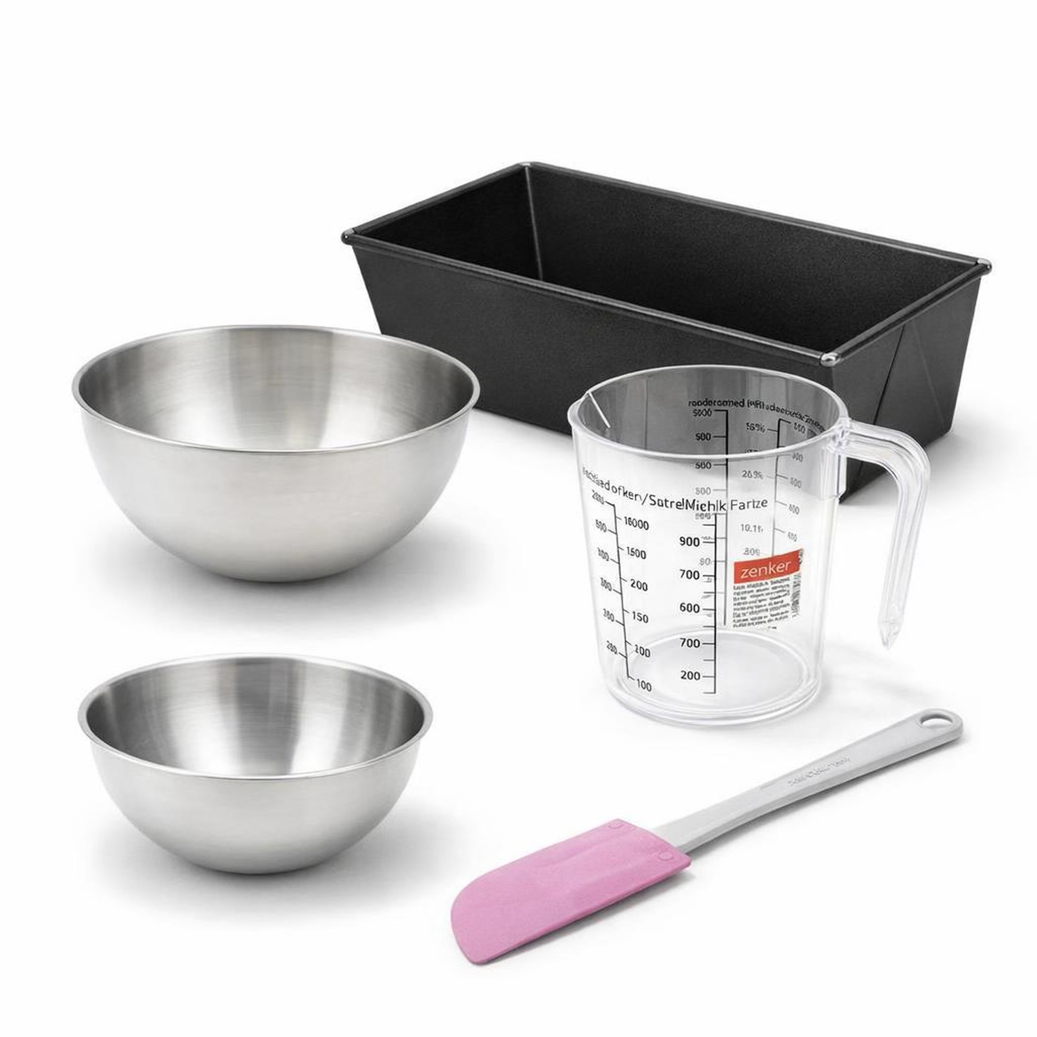 ZENKER Set de 5 ustensiles de pâtisserie moule à gâteaux 2 bols spatule pâtisserie et verre doseur collection zenker pure