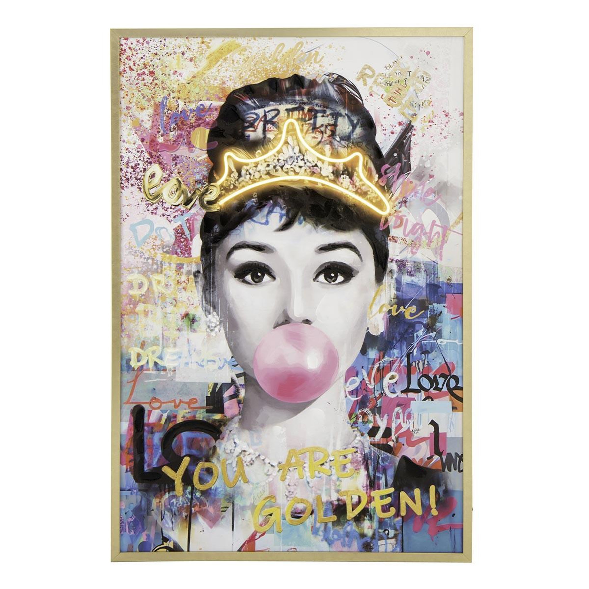 J-LINE Tableau à led  lady  83x123cm multicolore