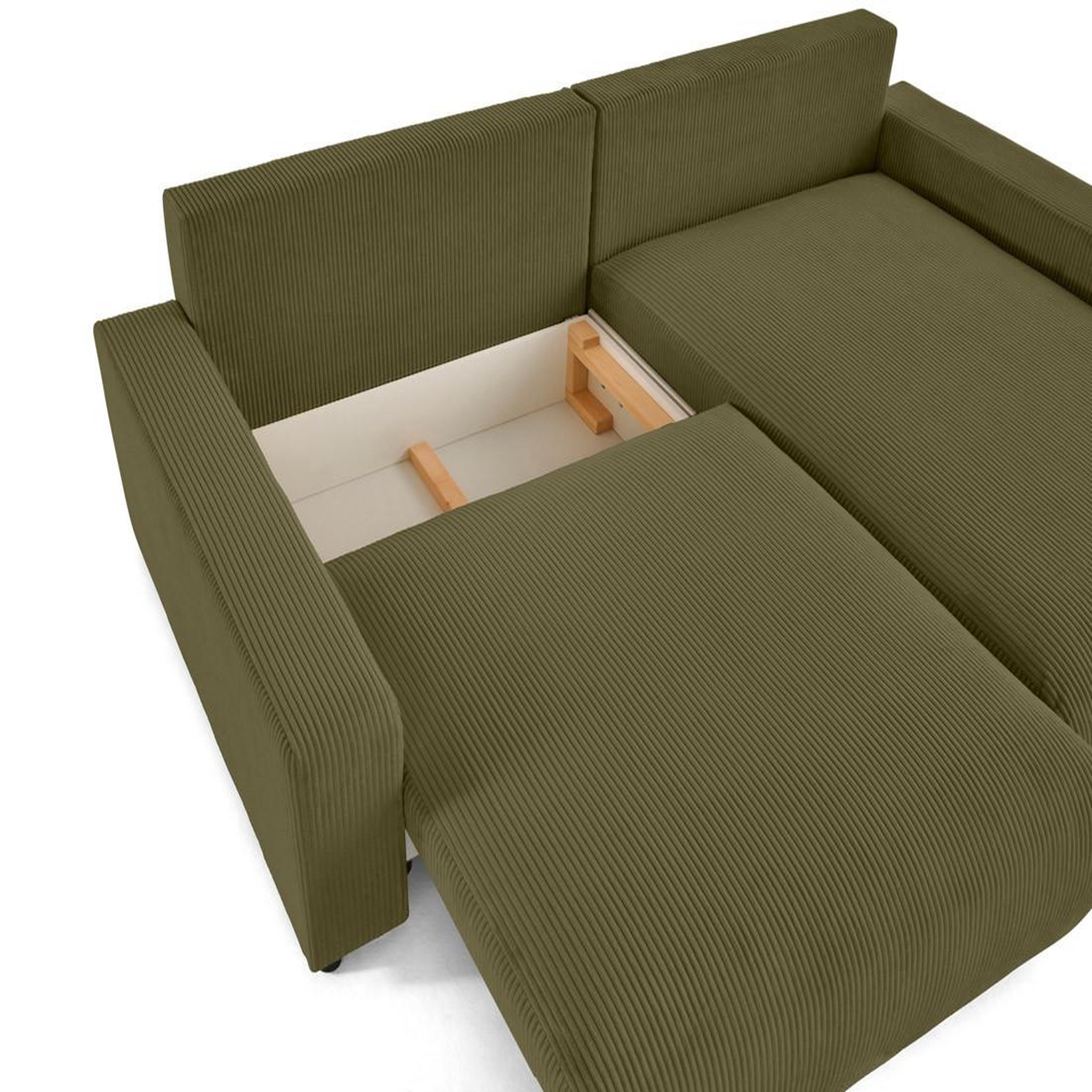 Voir la diapositive 3 : LISA DESIGN Pivoine - canapé d'angle 4 places réversible convertible avec 2 coffres en velours côtelé