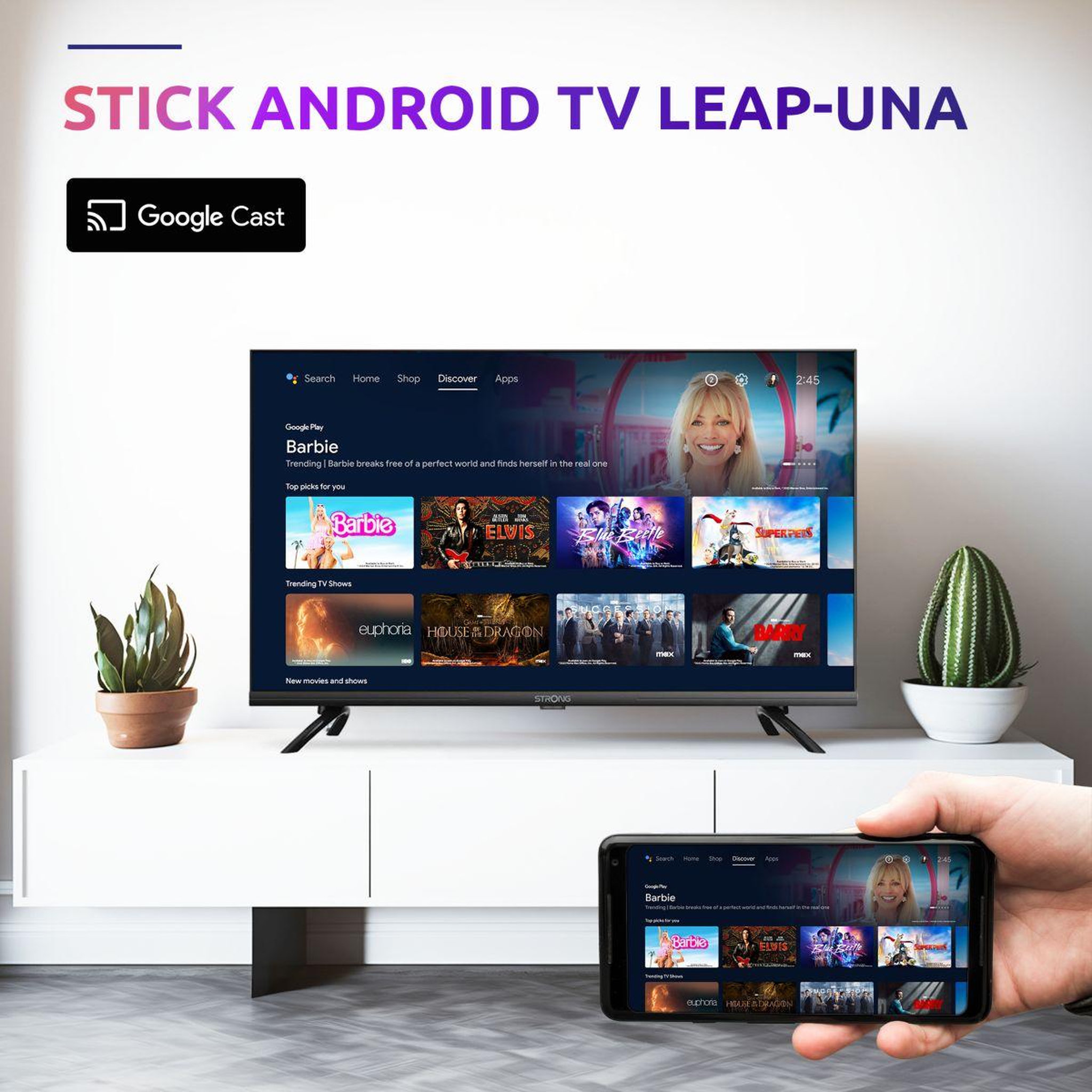 Voir la diapositive 3 : Strong Passerelle multimédia LEAP-UNA Stick Android TV FHD Chromecast