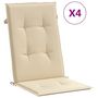 Voir la diapositive 2 : VIDAXL Coussins de chaise de jardin dossier haut lot de 4 beige tissu