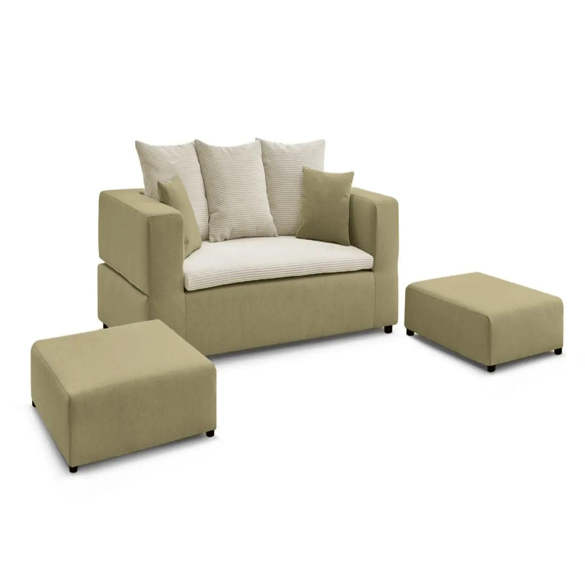 Voir la diapositive 6 : CASANOVA PARIS Ambre - canapé droit convertible bi matière avec deux poufs