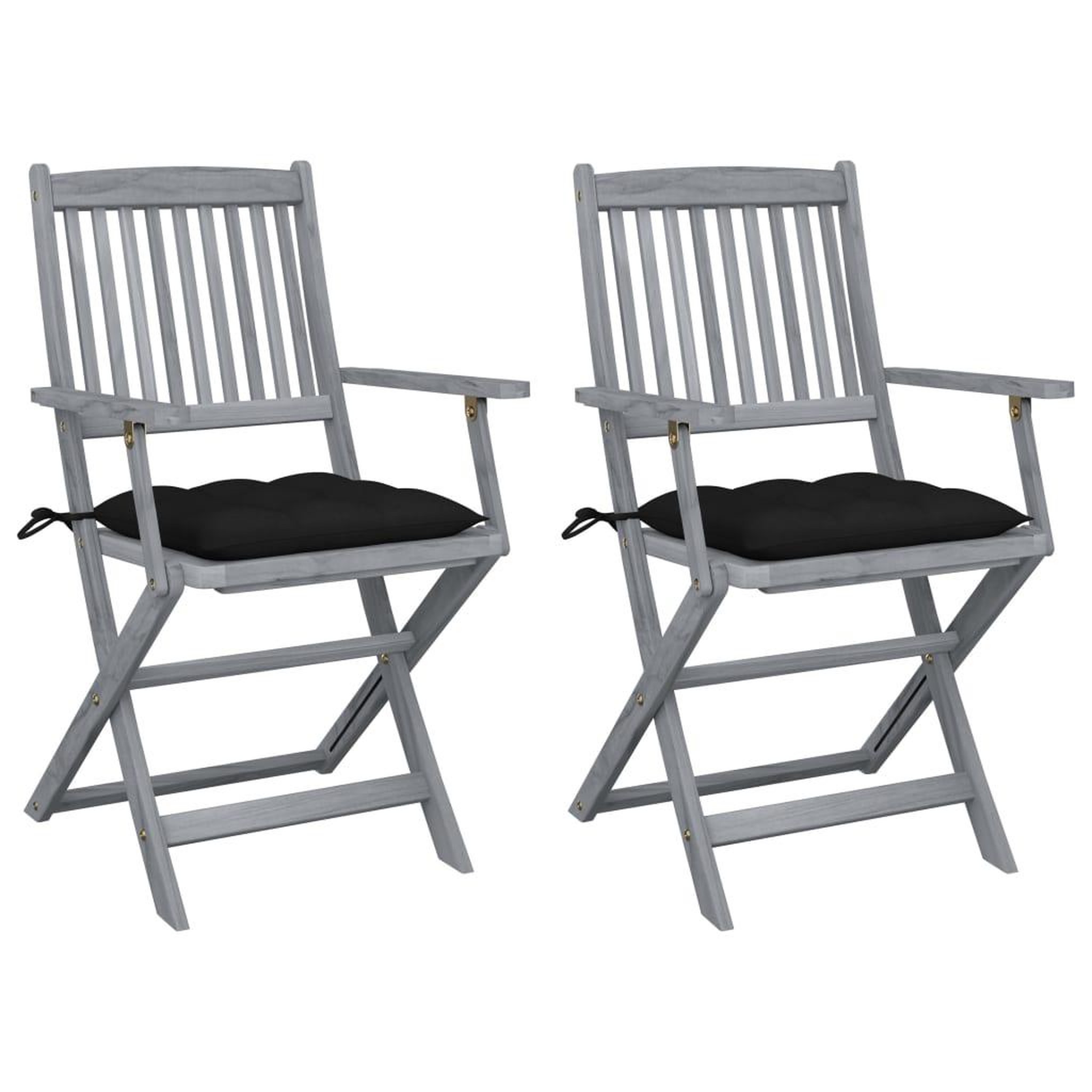 Voir la diapositive 1 : VIDAXL Chaises pliables d'exterieur lot de 2 et coussins Bois d'acacia