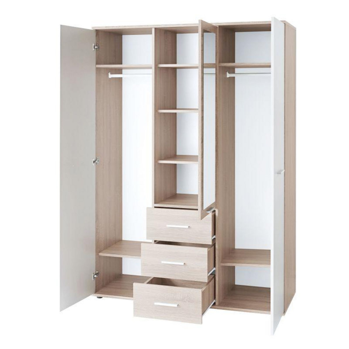 Paris Prix Armoire 3 Portes  Dino  191cm Chêne & Blanc