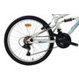 Voir la diapositive 5 : FREERIDER Vélo VTT 24'' avec cadre suspendu et fourche télescopique - 18 Vitesses Indexées via poignées tournantes indexées Grip Shift- Dérailleur arrière Shimano TY21 - Freins V-Brake en composite noire - Jantes en Aluminium avec attache rapide avant Sonnette.