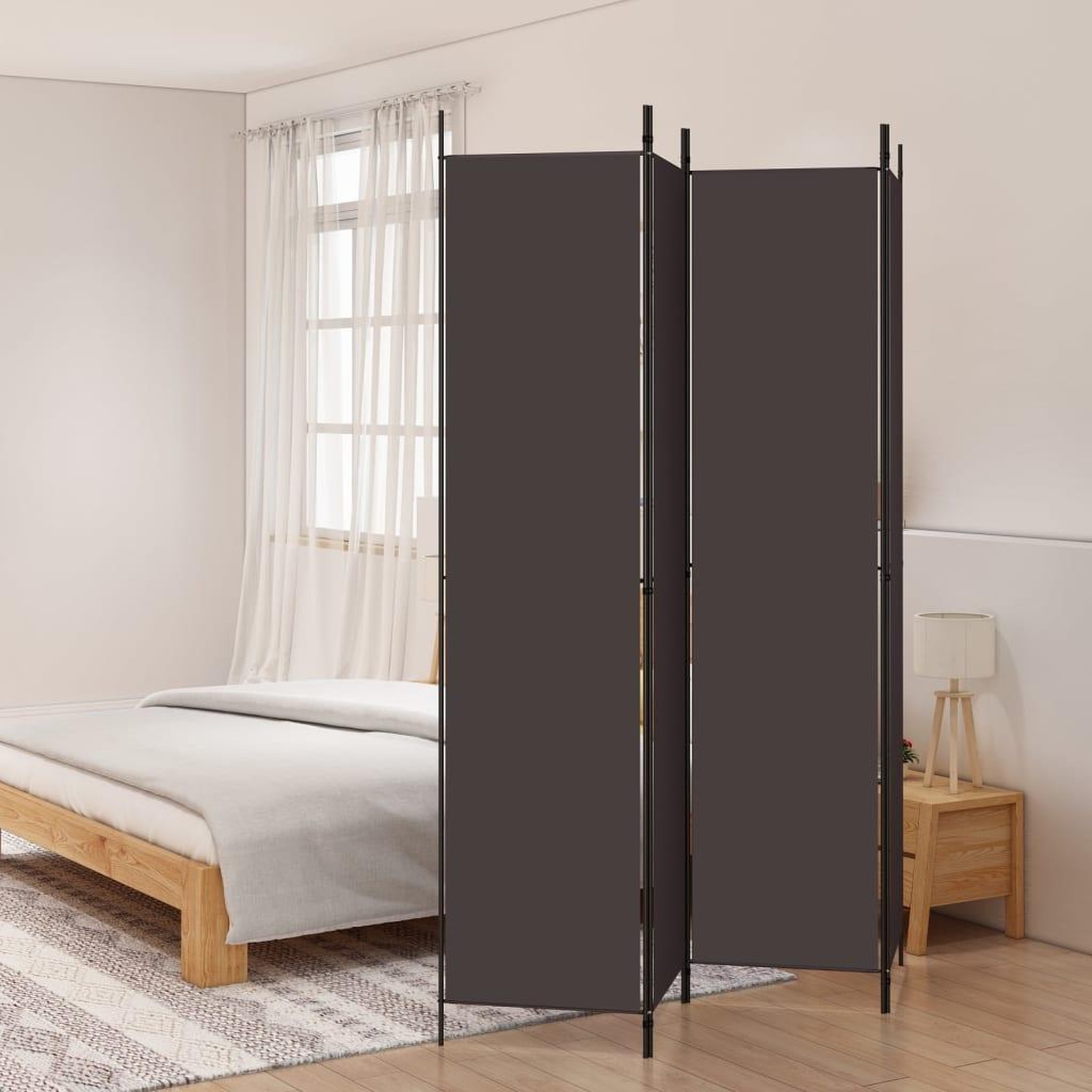 VIDAXL Cloison de separation 4 panneaux Marron 200x220 cm Tissu