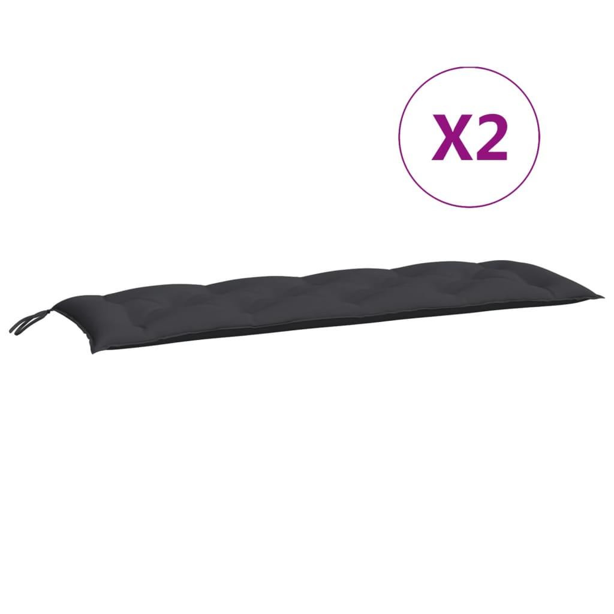 Voir la diapositive 5 : VIDAXL Coussins de banc jardin lot de 2 noir 150x50x7 cm tissu Oxford