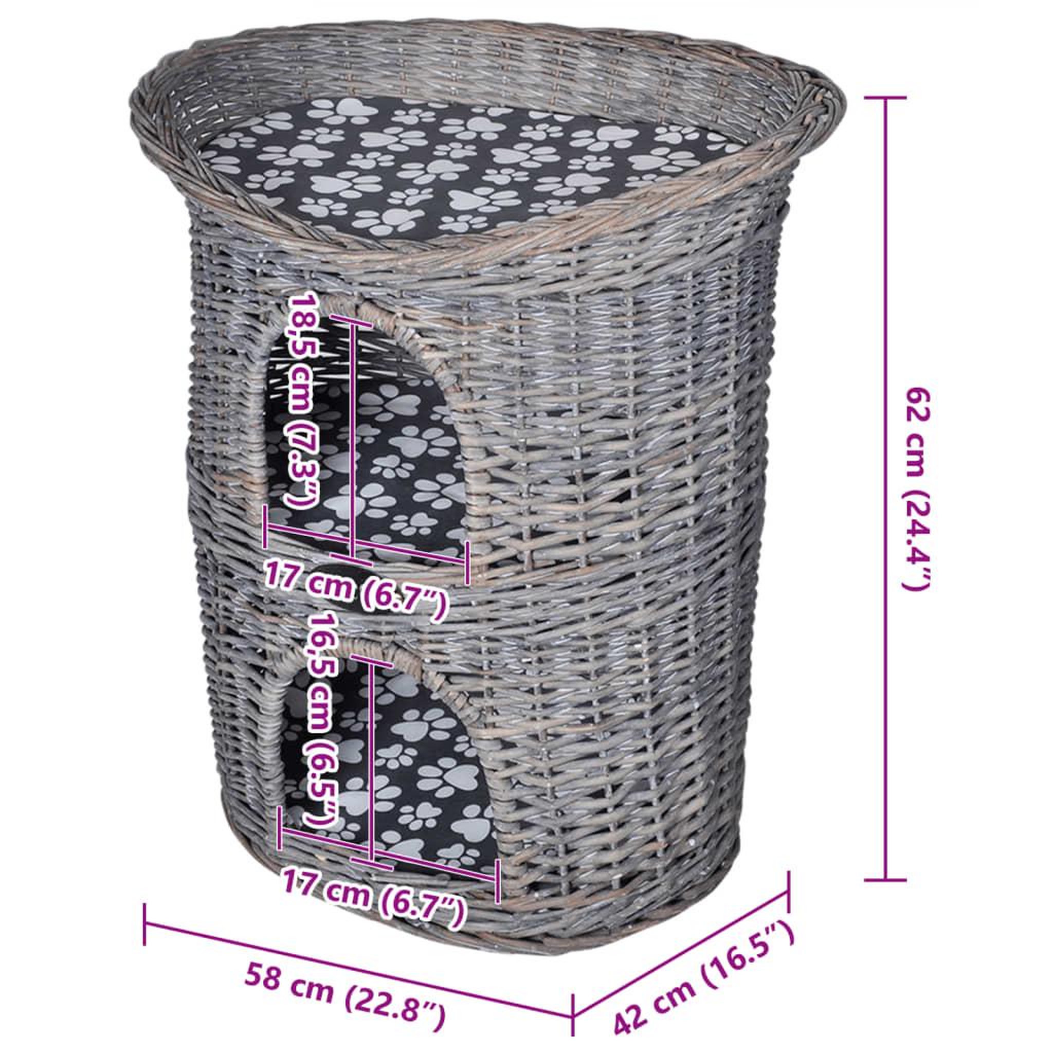 Voir la diapositive 6 : VIDAXL Arbre/maison 2 niveaux a chat avec coussin saule