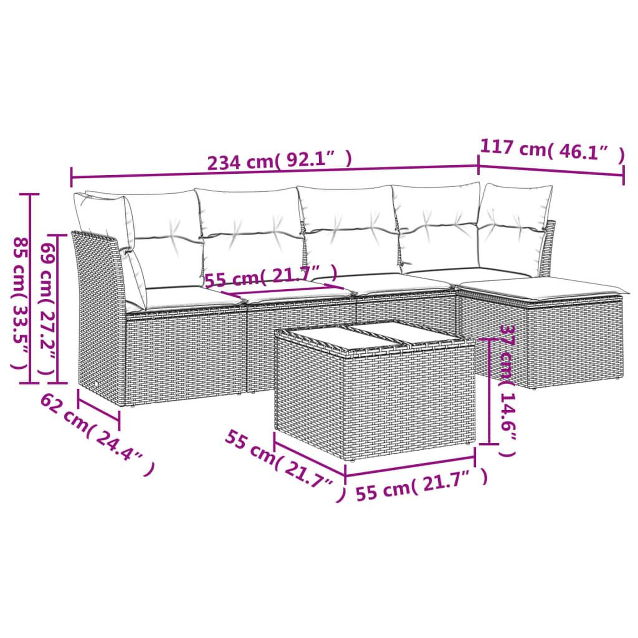Voir la diapositive 3 : VIDAXL Salon de jardin avec coussins 6 pcs beige resine tressee