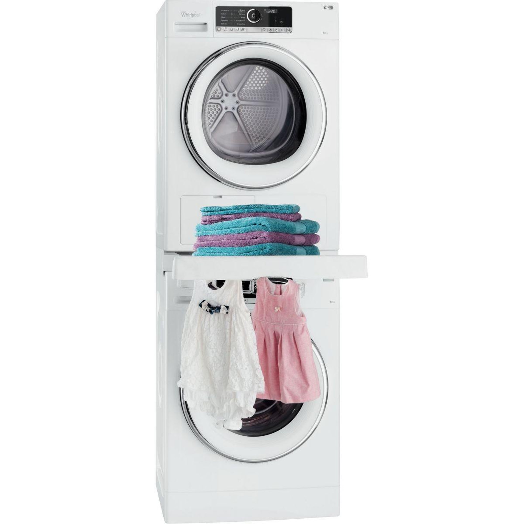 Voir la diapositive 5 : WPRO Kit de superposition skp101 universel lave-linge/sèche-linge