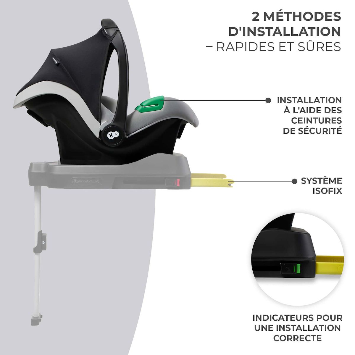 KINDERKRAFT Siège auto enfant i-Size 2 en 1 avec appuie-tête réglable