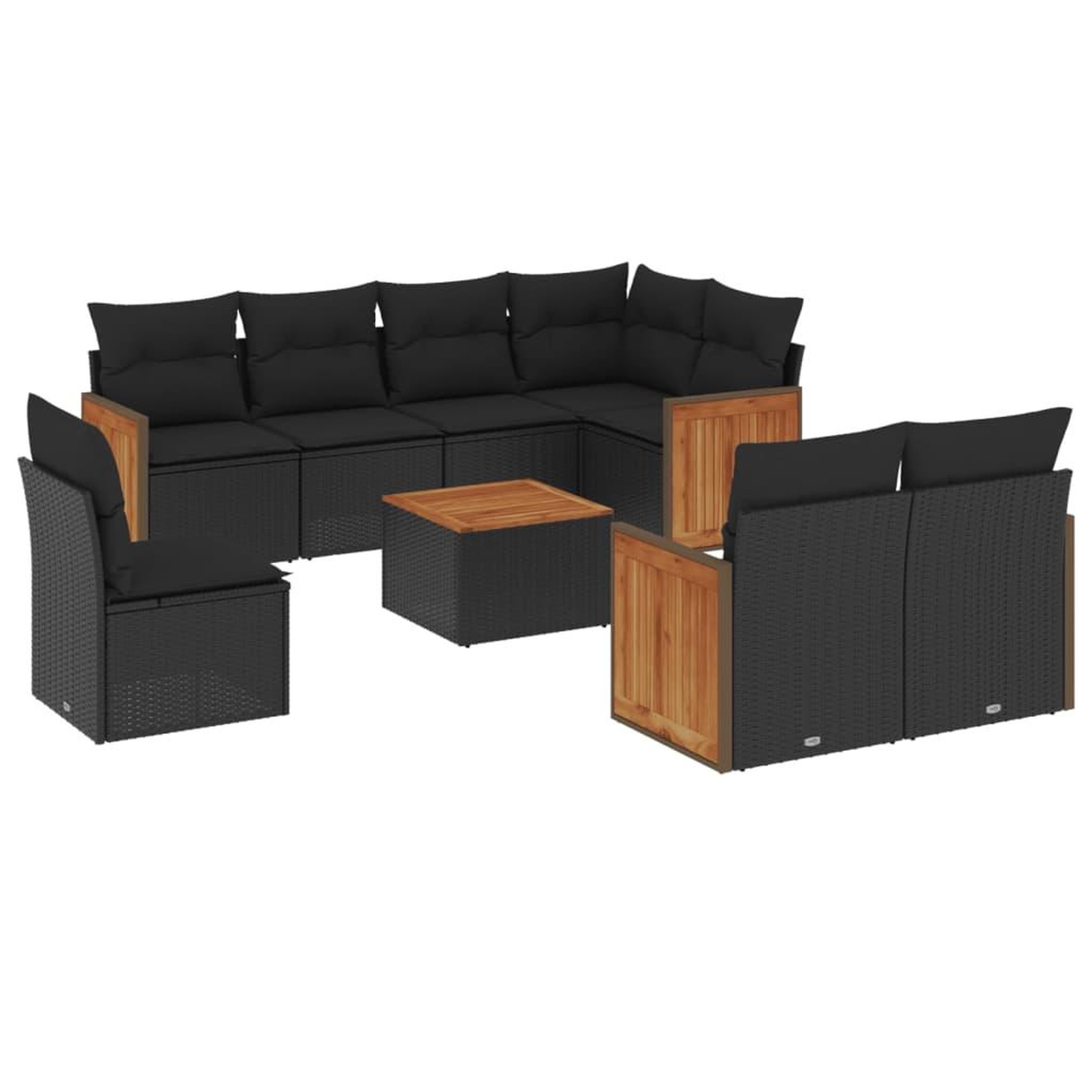 Voir la diapositive 2 : VIDAXL Salon de jardin 9 pcs avec coussins noir resine tressee