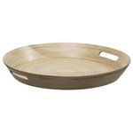 FIVE Plateau en Bambou Laqué Rond  Bicolore  42cm Naturel