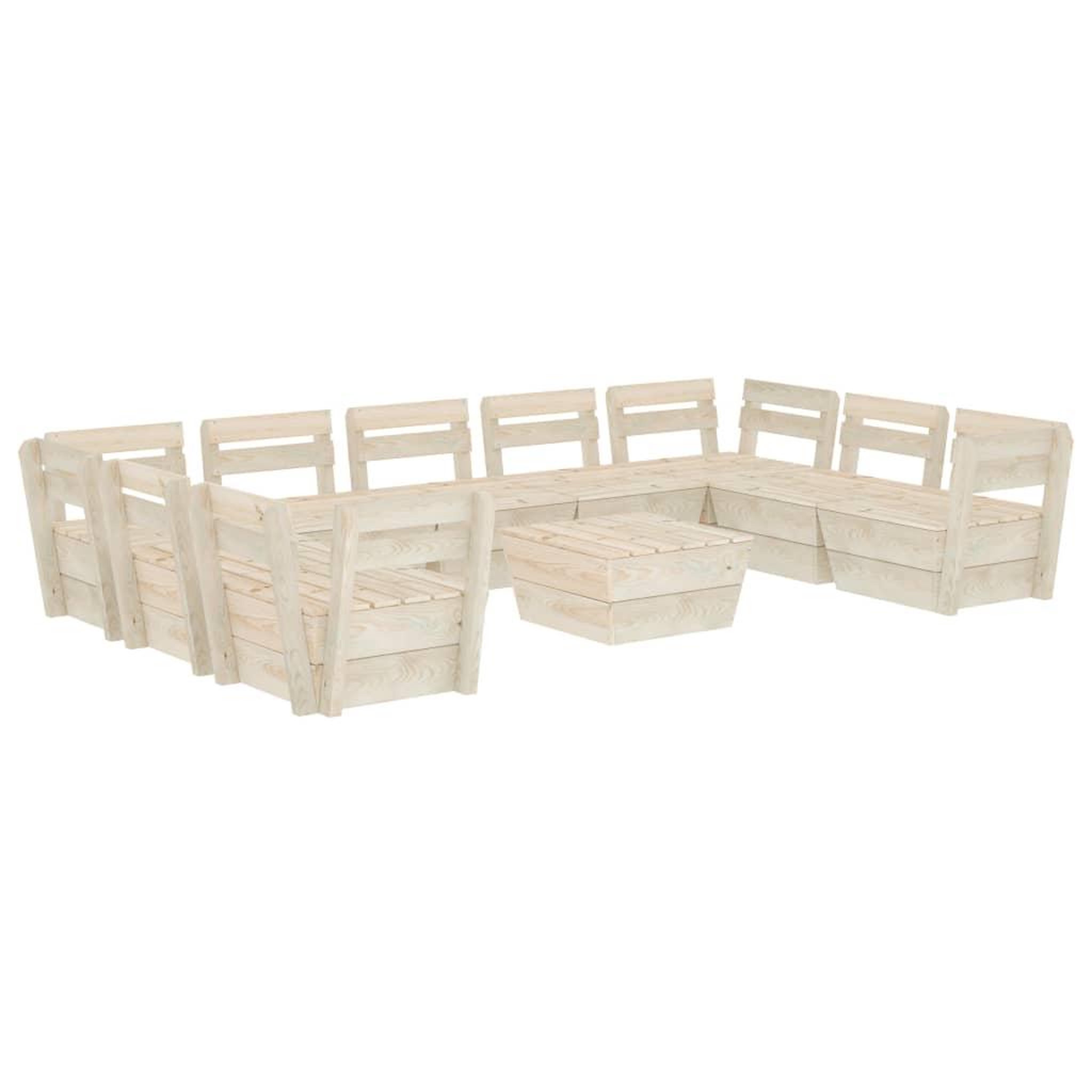 Voir la diapositive 2 : VIDAXL Salon de jardin palette 10 pcs Bois d'epicea impregne