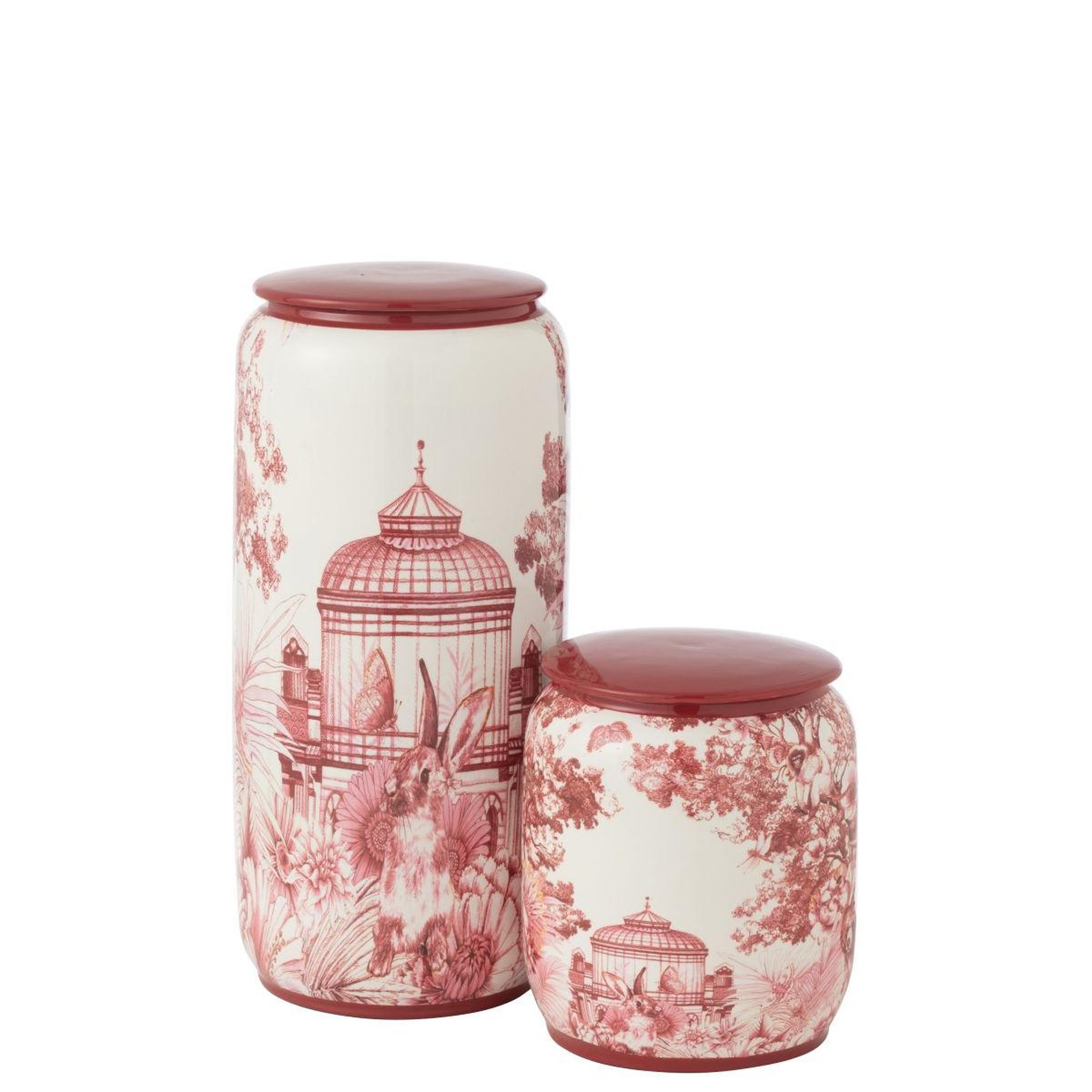 Voir la diapositive 3 : J-LINE Pot en porcelaine  moriko  23cm rouge & blanc