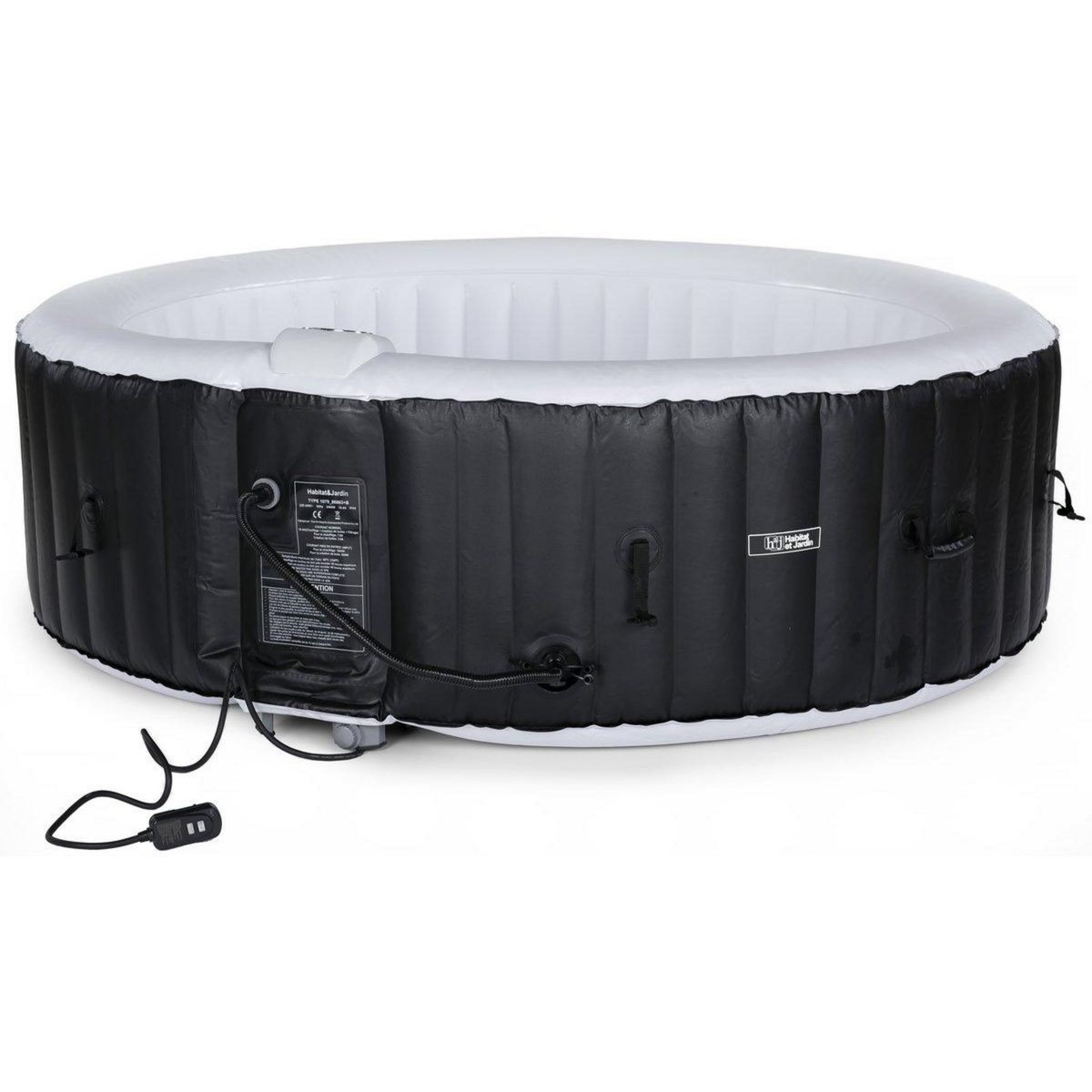 Habitat et Jardin Spa gonflable  St Tropez  6 places - rond - Noir