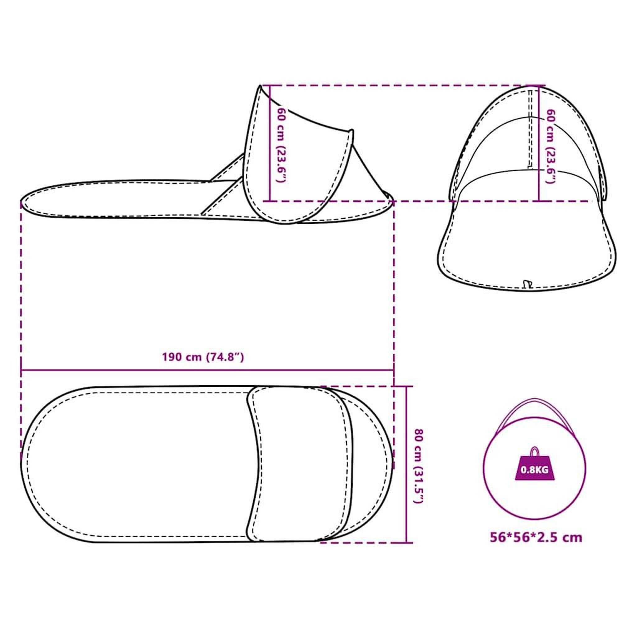 Voir la diapositive 6 : VIDAXL Tente de plage gris escamotable impermeable