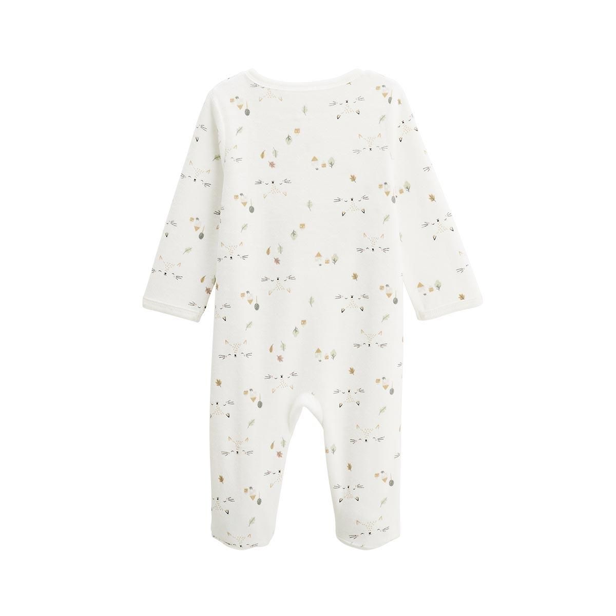 Petit Béguin Pyjama bébé en velours ouverture pont Bisous