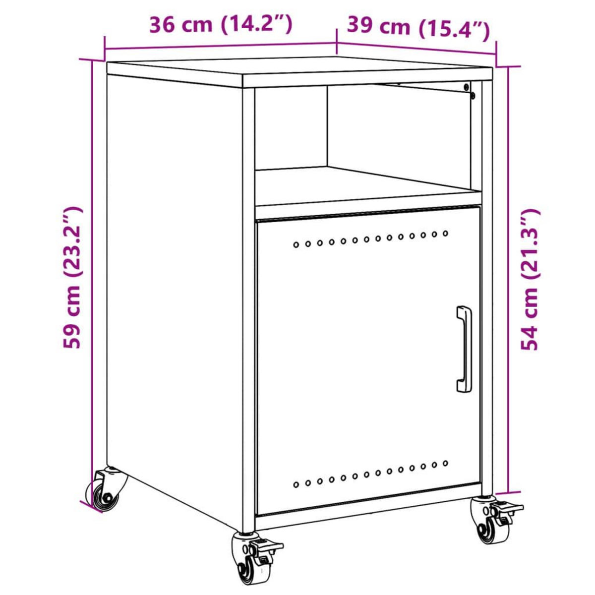 VIDAXL Table de chevet noir 36x39x59 cm acier