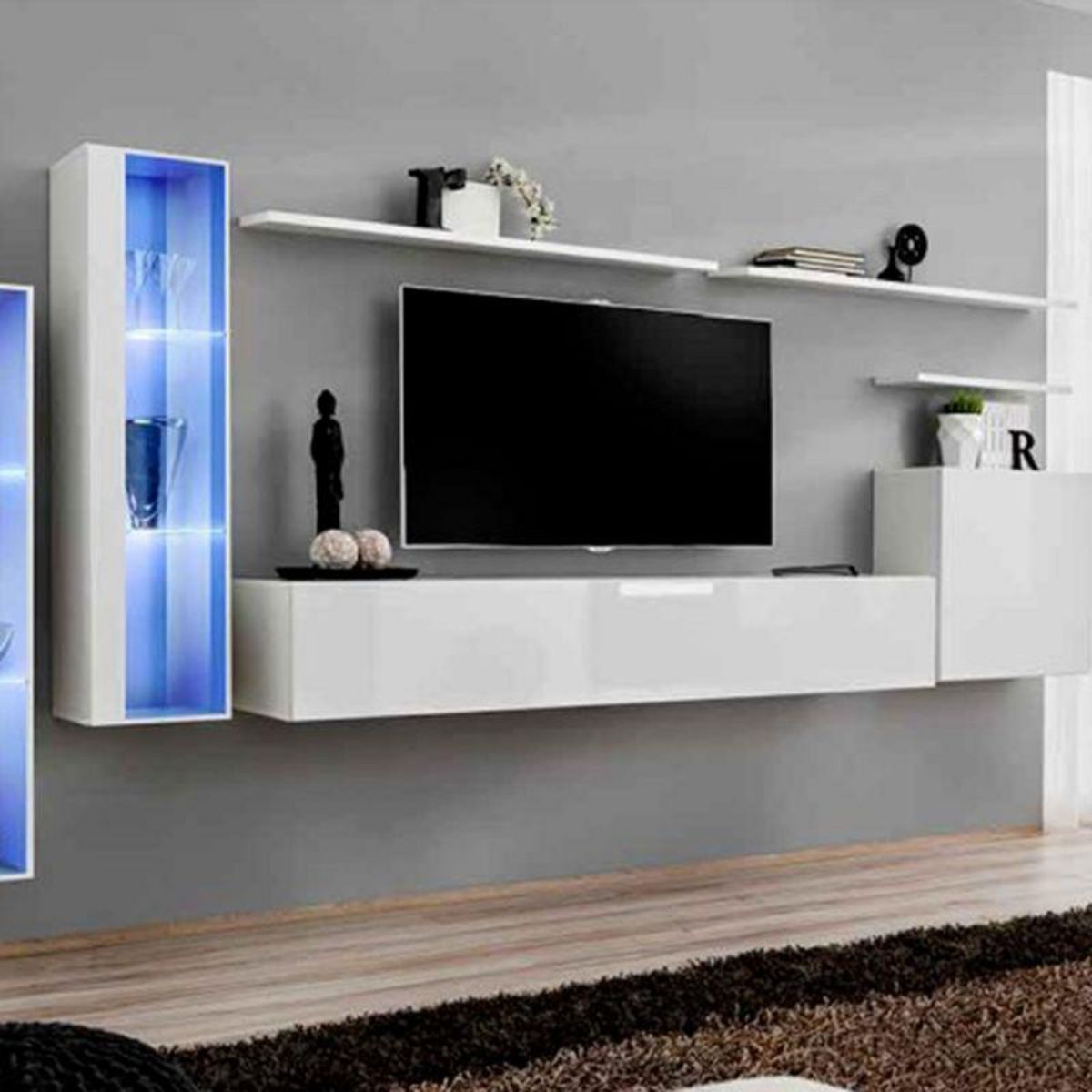 Paris Prix Meuble TV Mural Design  Switch XI  330cm Blanc