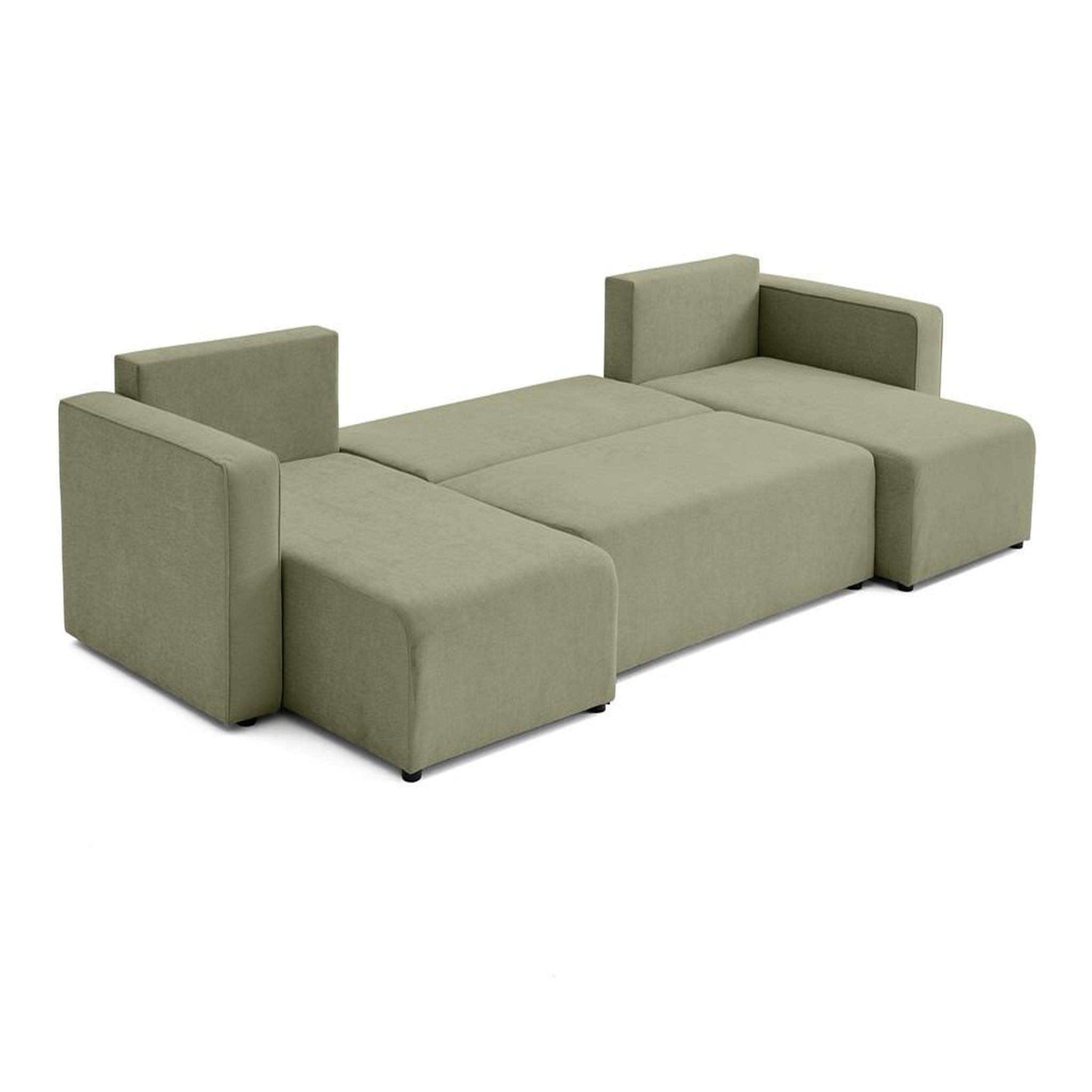 Voir la diapositive 3 : BEST MOBILIER Topaze - canapé panoramique - 7 places - convertible avec coffre - en tissu