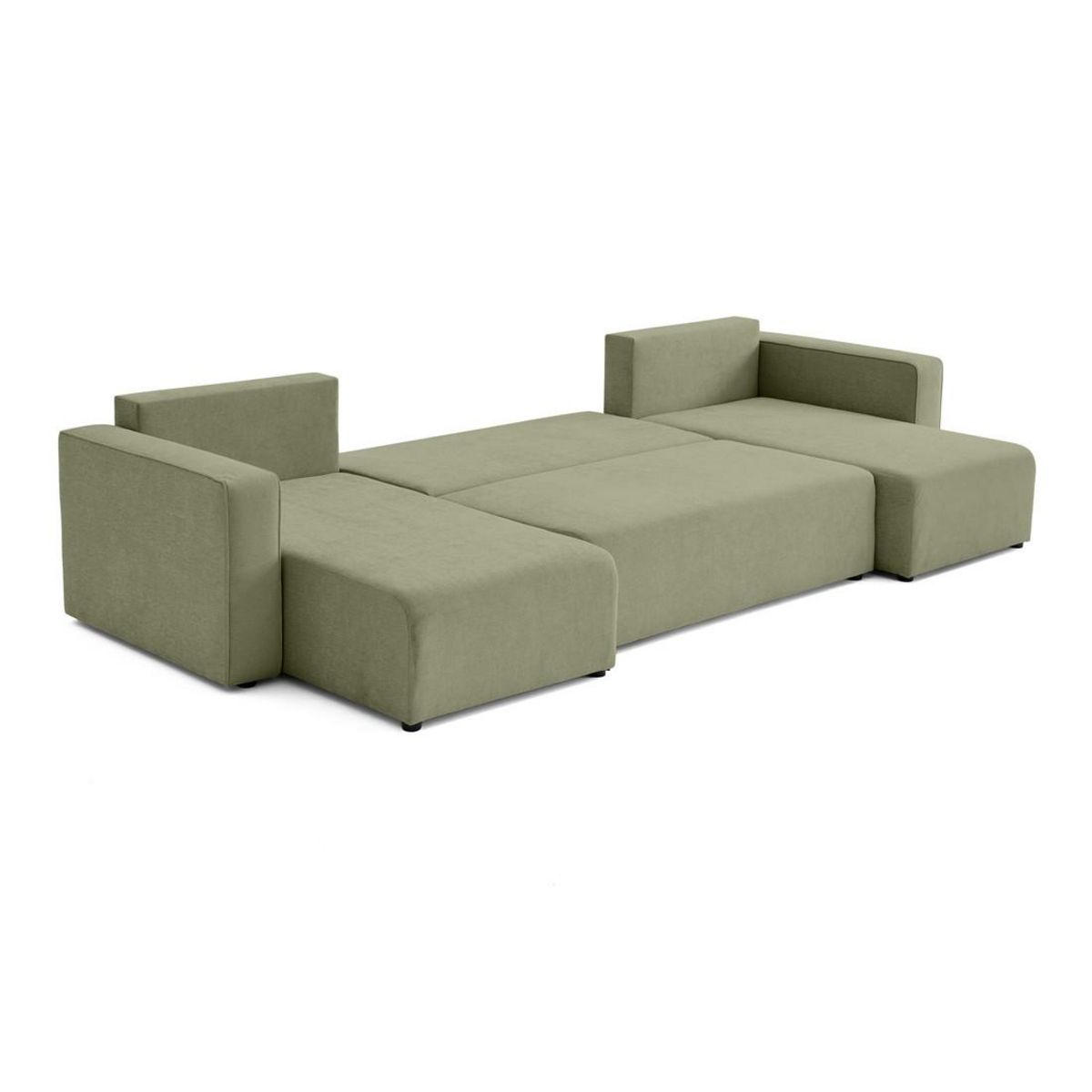 BEST MOBILIER Topaze - canapé panoramique - 7 places - convertible avec coffre - en tissu