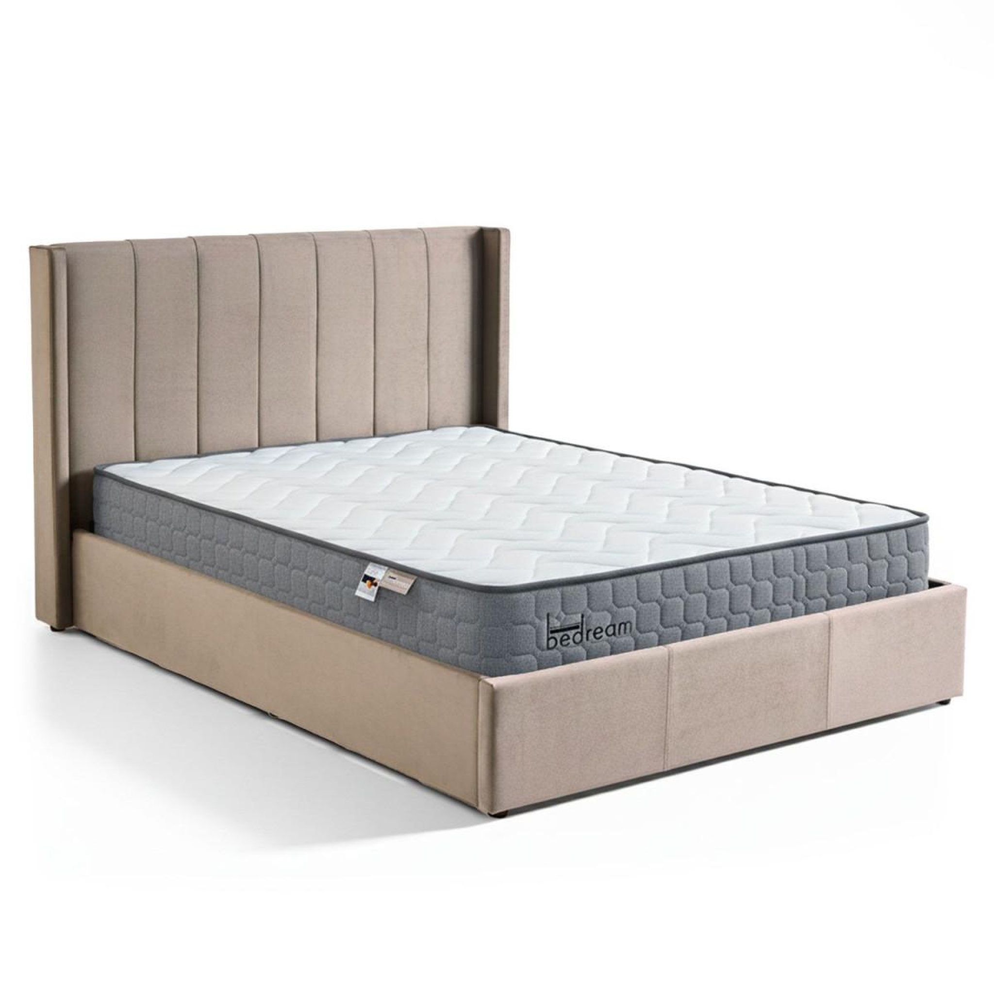Paris Prix Pack lit coffre en velours & matelas  maggie & goodream  160x200cm taupe